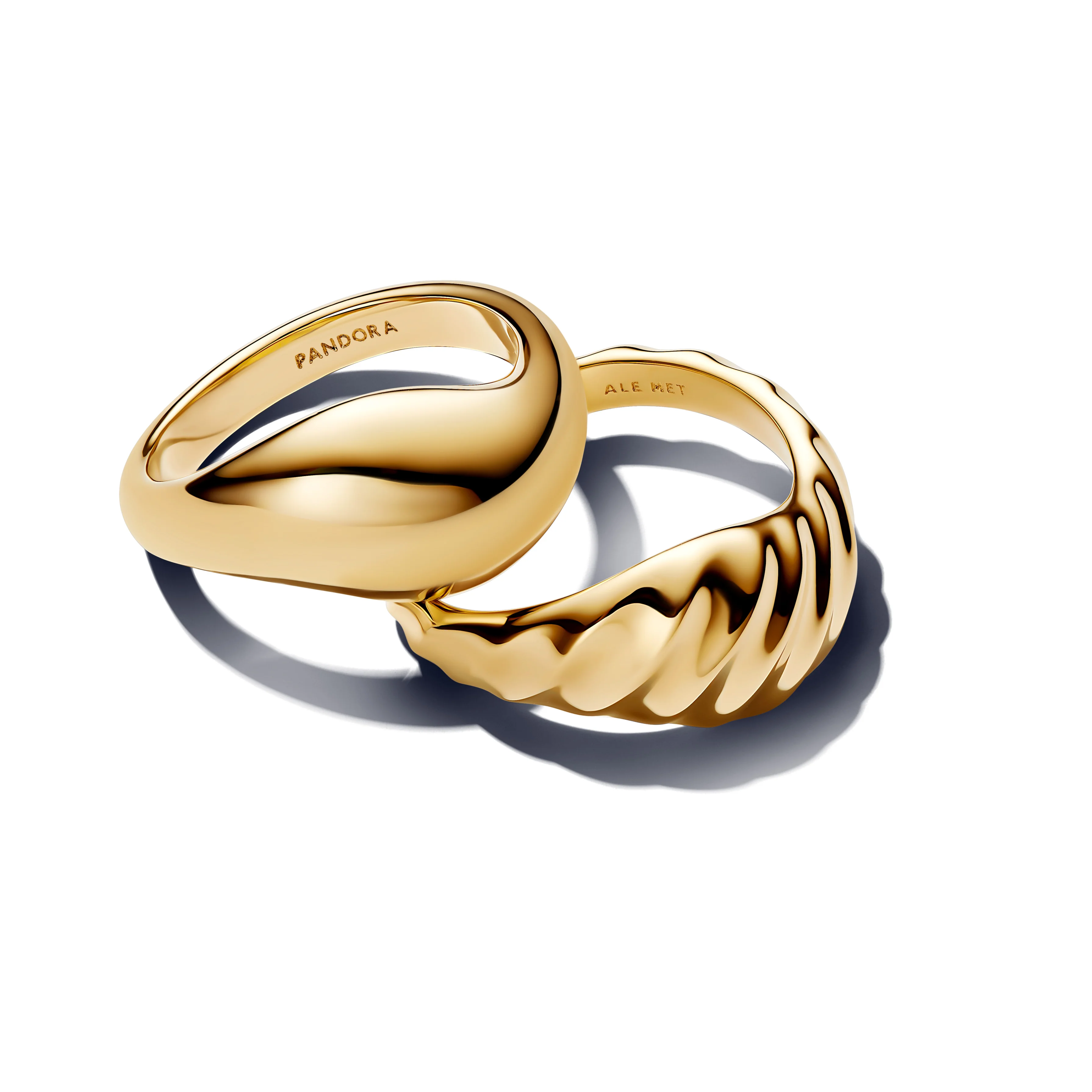 Rippled 14K Gold-Plated Ring Set - Image 3