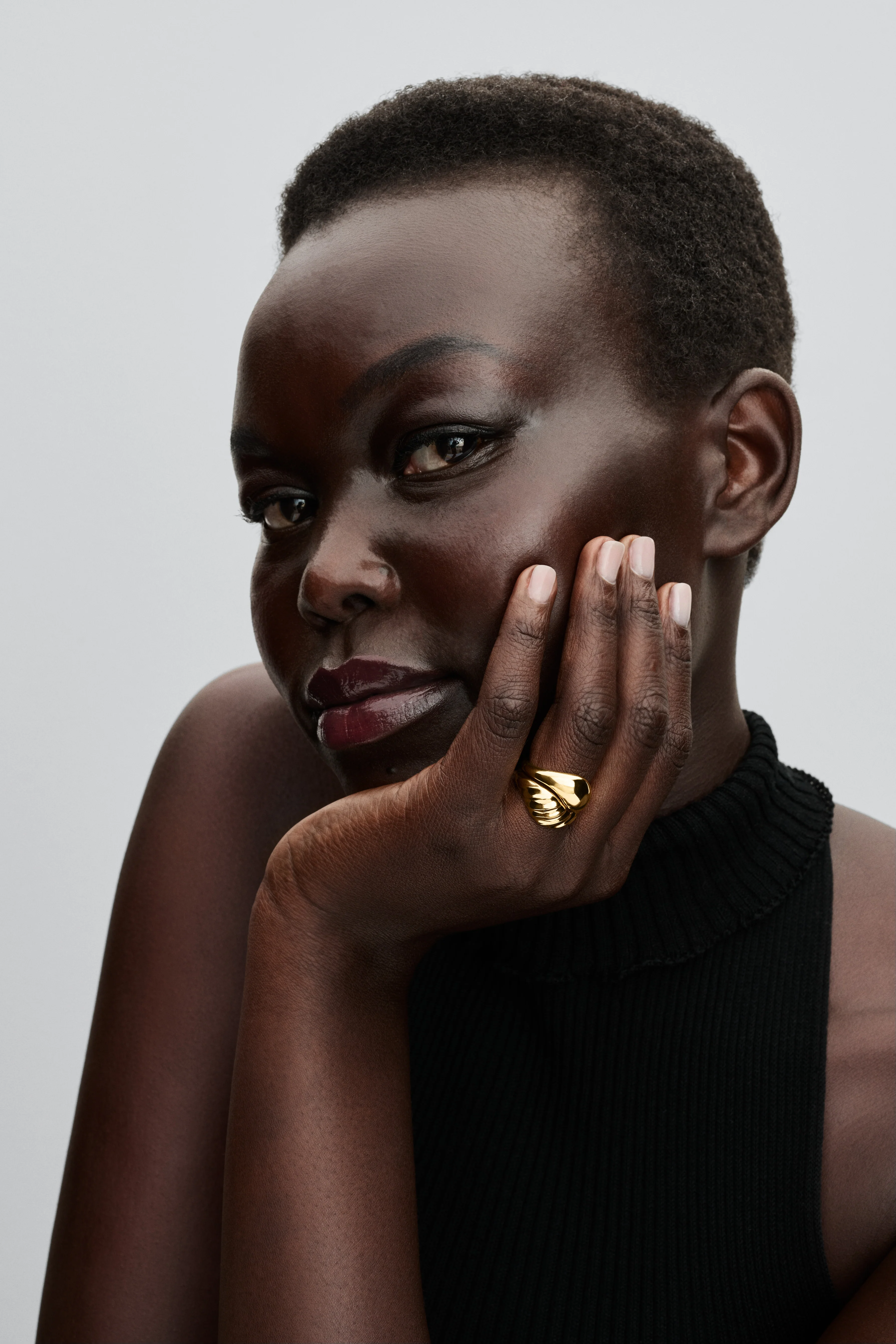 Rippled 14K Gold-Plated Ring Set - Image 4
