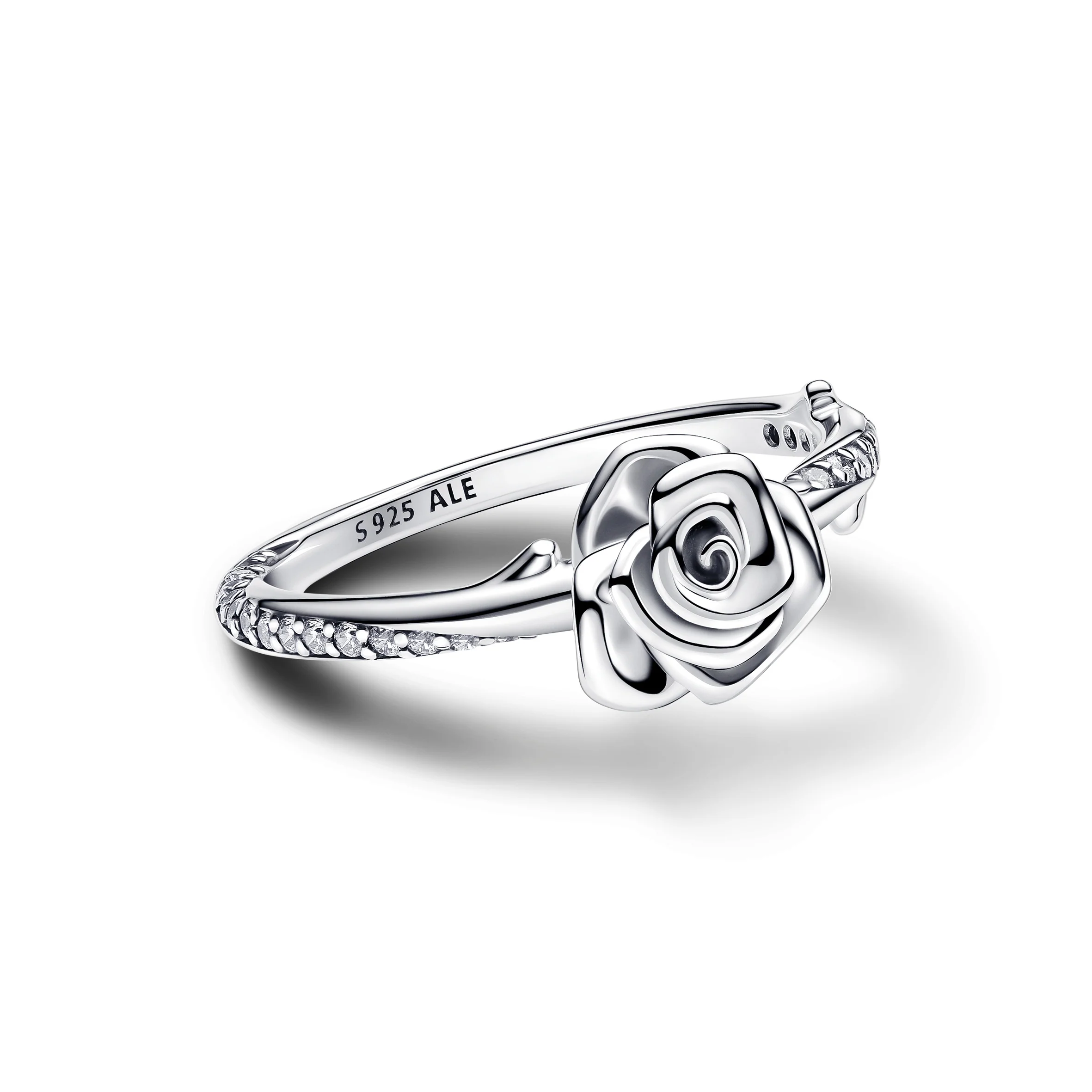 Rose Sterling Silver Ring With Clear Cubic Zirconia - Image 3