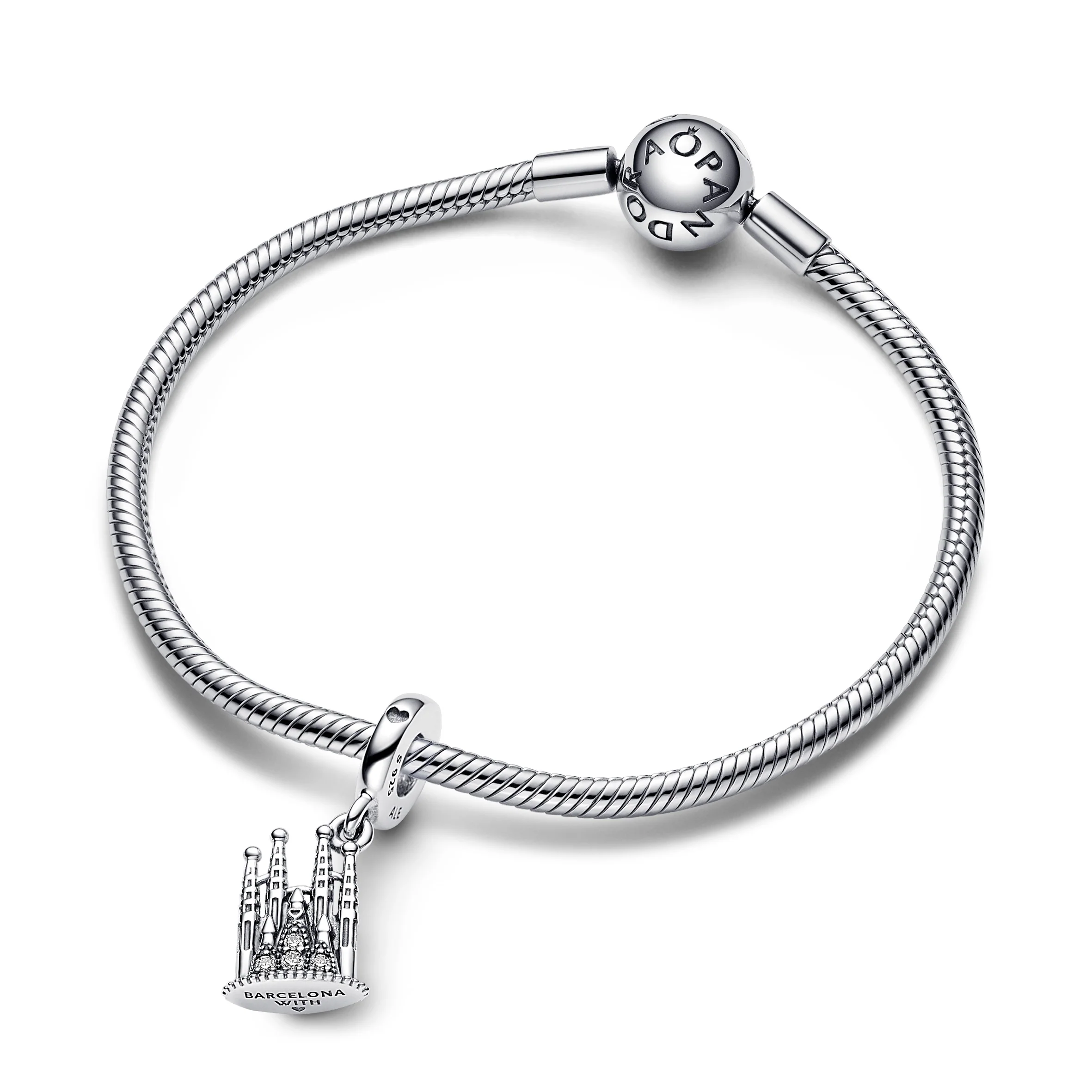 Sagrada Familia Sterling Silver Dangle With Clear Cubic Zirconia - Image 3