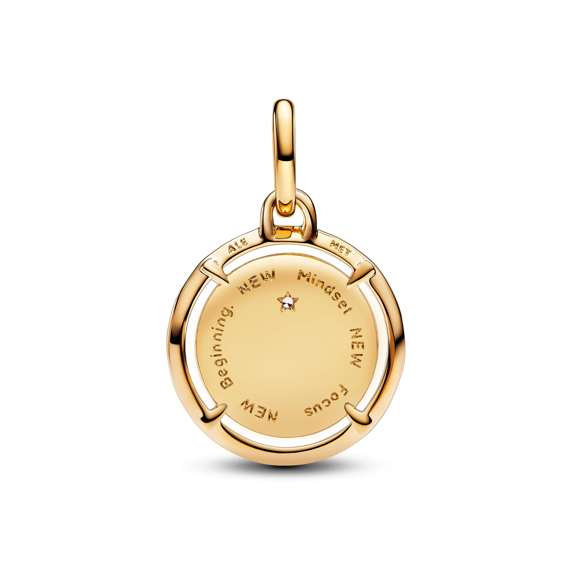Scarab 14K Gold-Plated Medallion With Pink Cubic Zirconia, Shimmering White, Shaded Blue And Green Enamel - Image 4