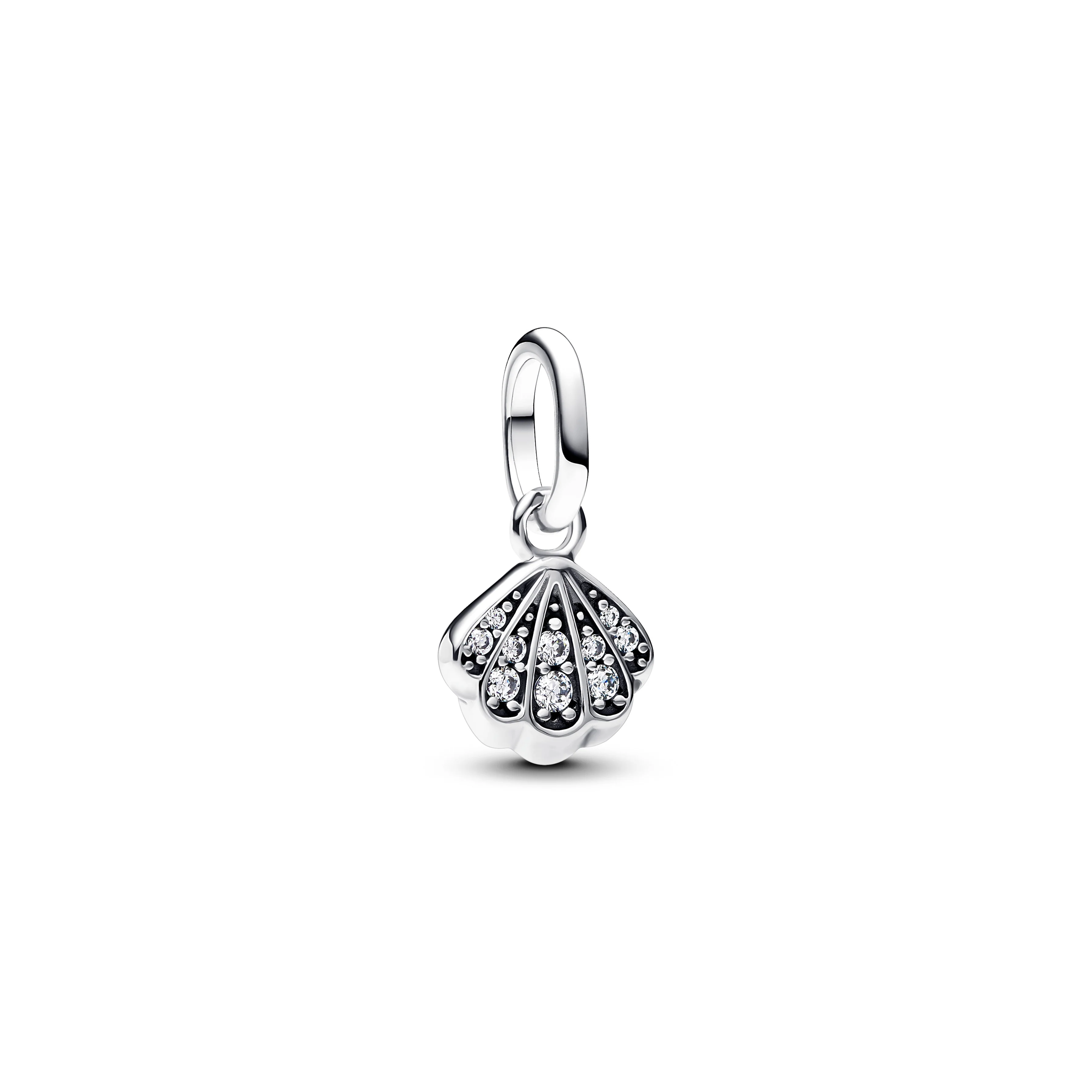 Shell Sterling Silver Mini Dangle With Clear Cubic Zirconia - Image 3