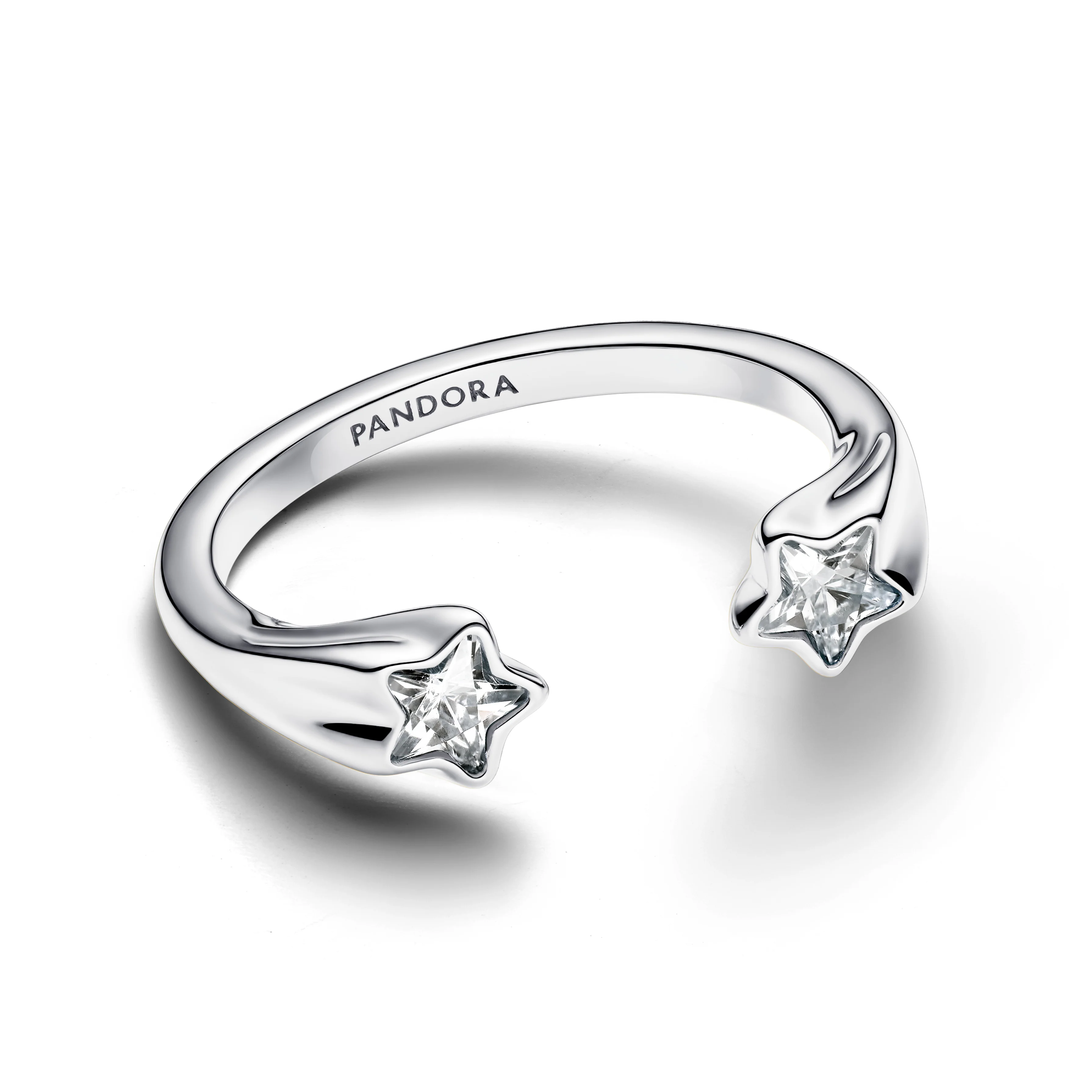 Shooting Star Sterling Silver Open Ring With Clear Cubic Zirconia - Image 3