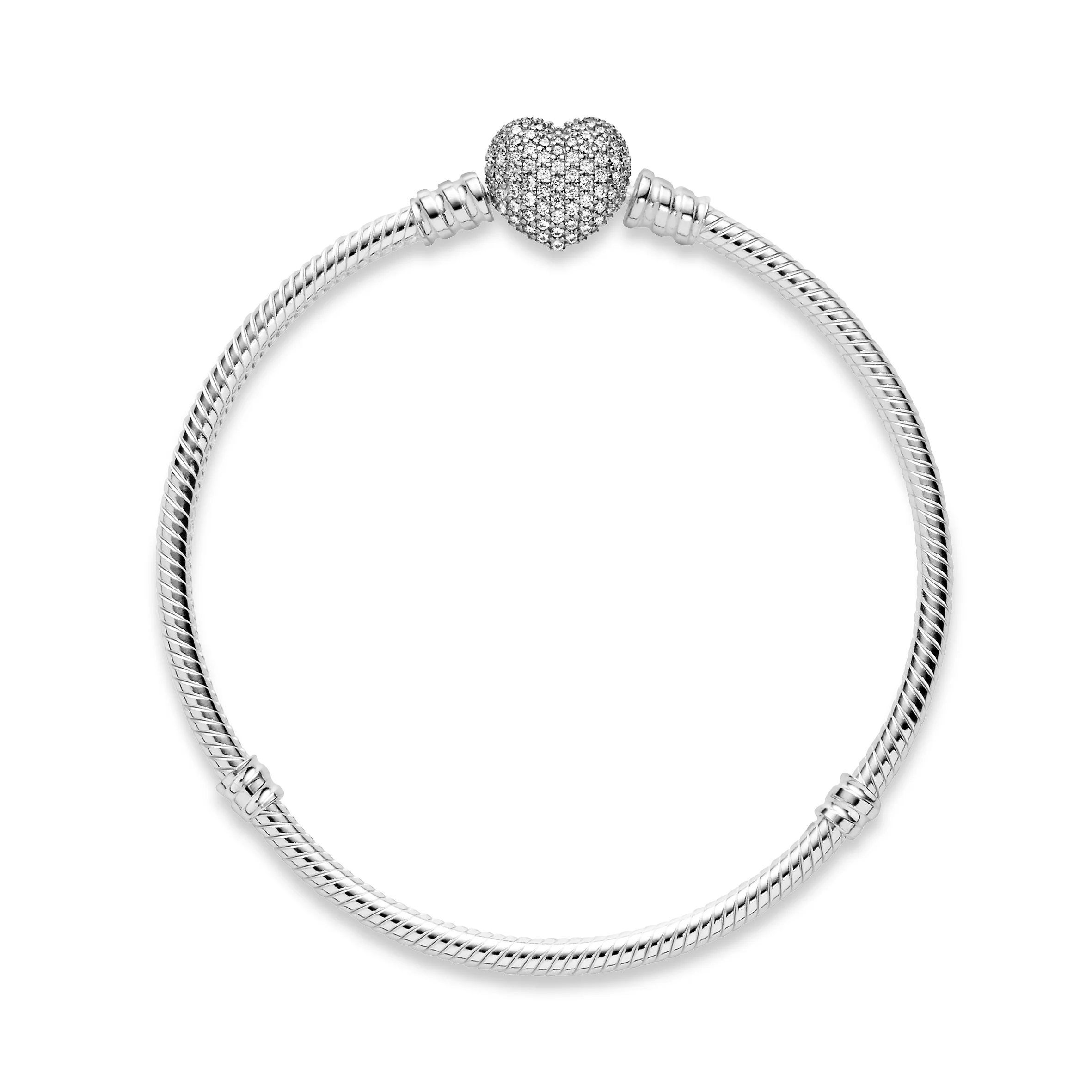 Silver Bracelet With Heart-Shaped Clasp And Cubic Zirconia - Image 5