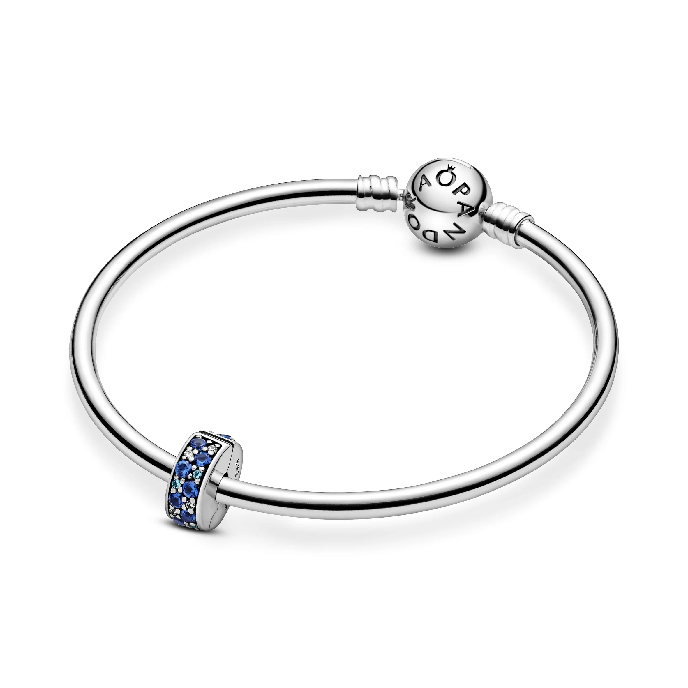 Silver Clip With Swiss Blue Crystal, Clear Cubic Zirconia, Royal Blue Crystal And Silicone Grip - Image 4