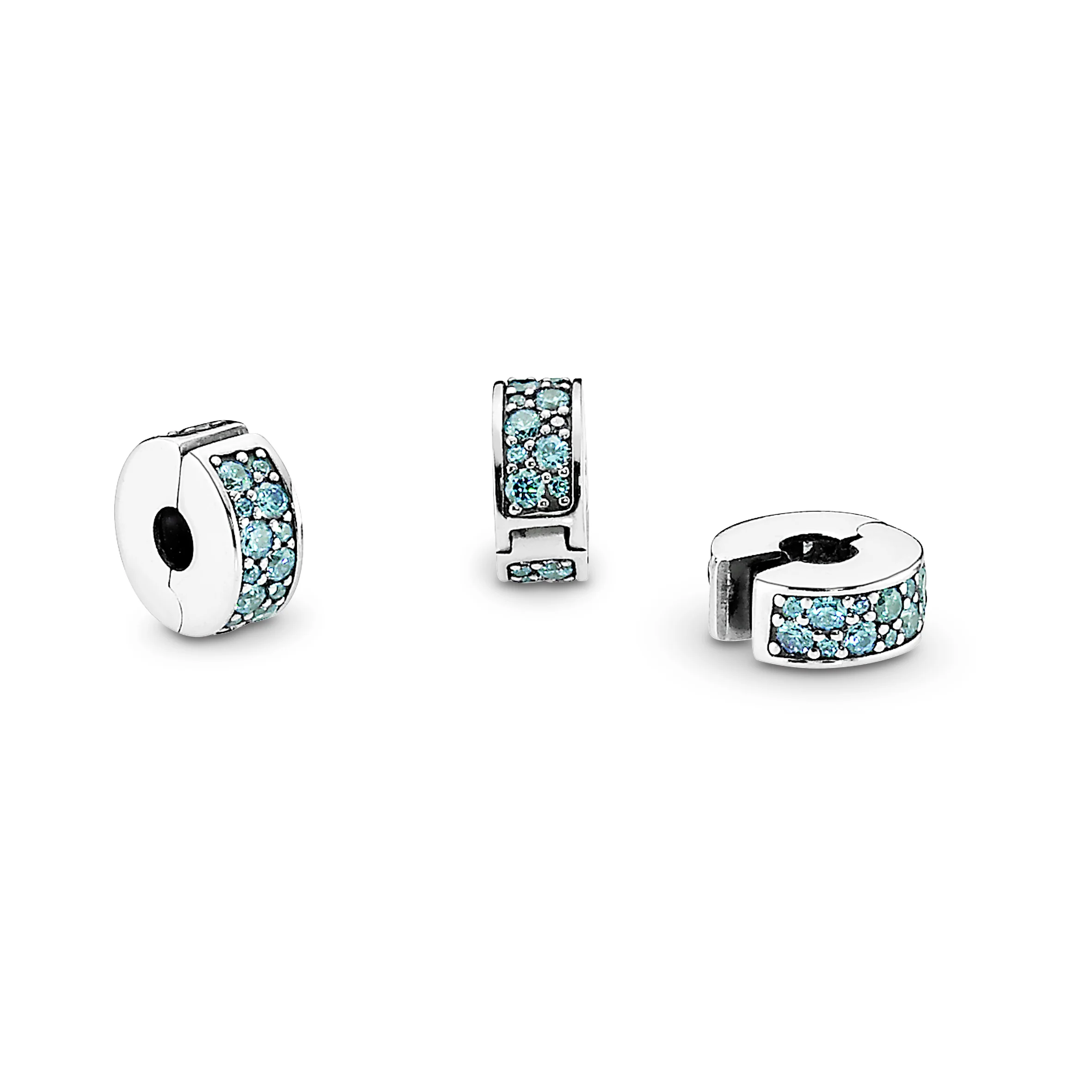 Silver Clip With Teal Cubic Zirconia And Silicone Grip - Image 5
