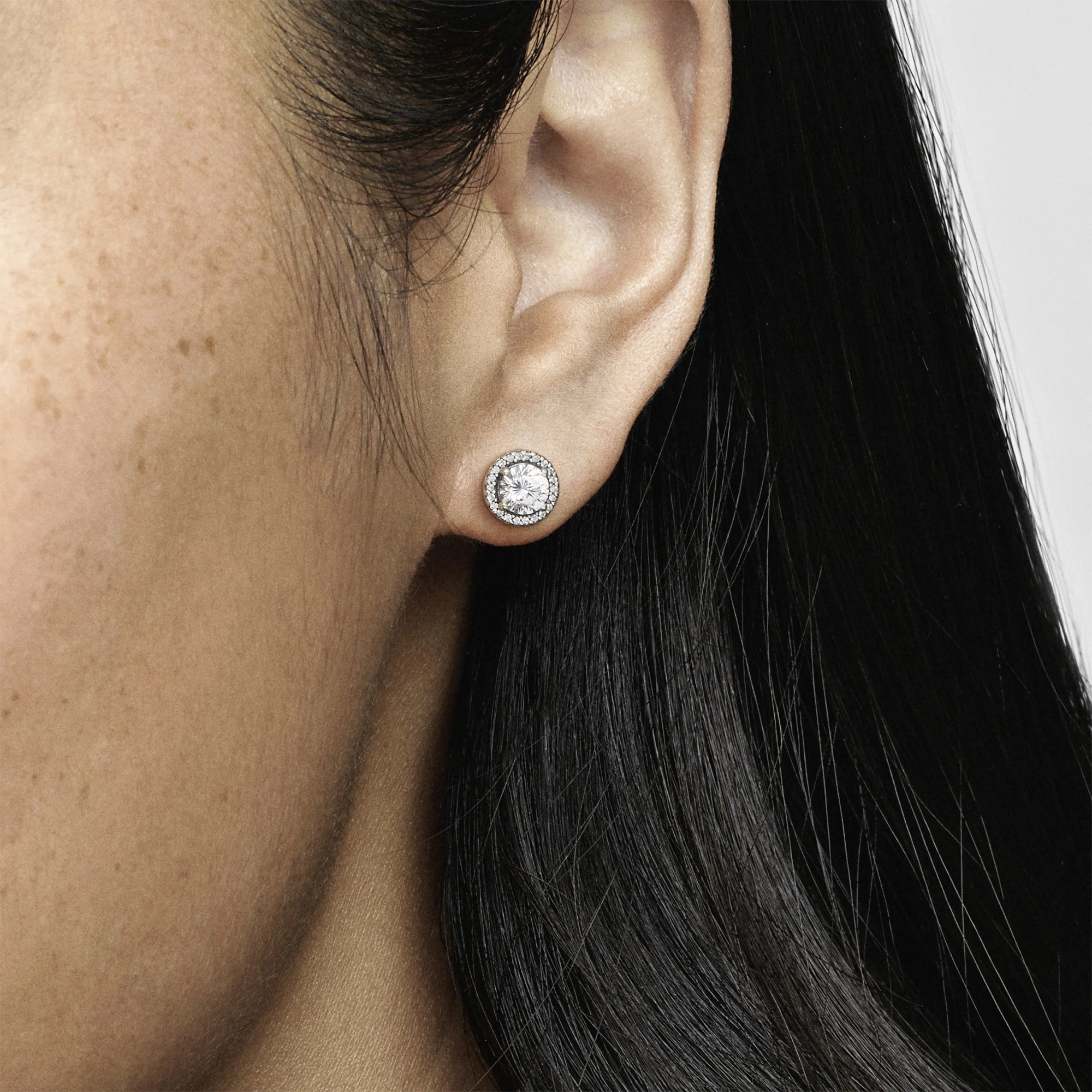Silver Stud Earrings With Clear Cubic Zirconia - Image 3