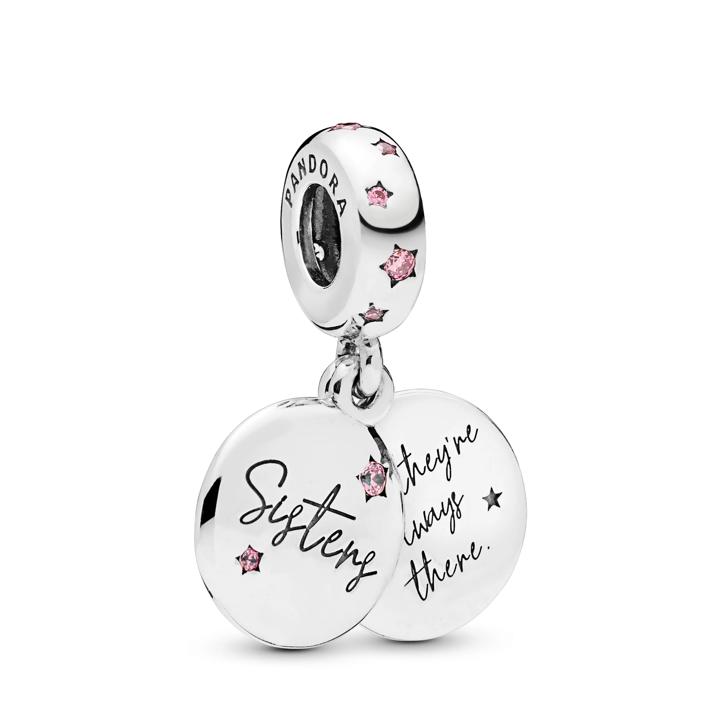 Sisters Silver Dangle With Fancy Fuchsia Pink Cubic Zirconia - Image 5