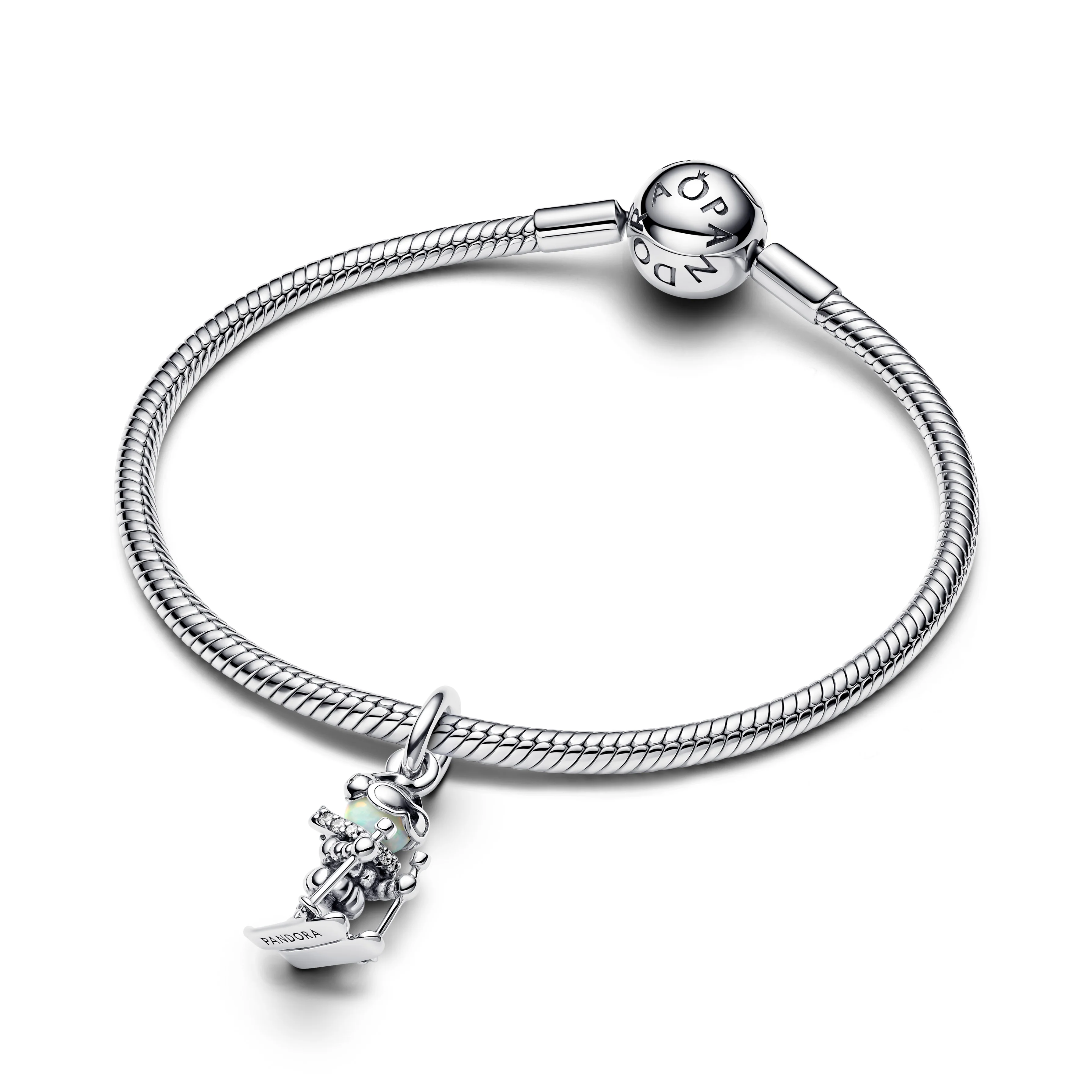 Skier Sterling Silver Dangle With White Lab-Created Opal And Clear Cubic Zirconia - Image 4
