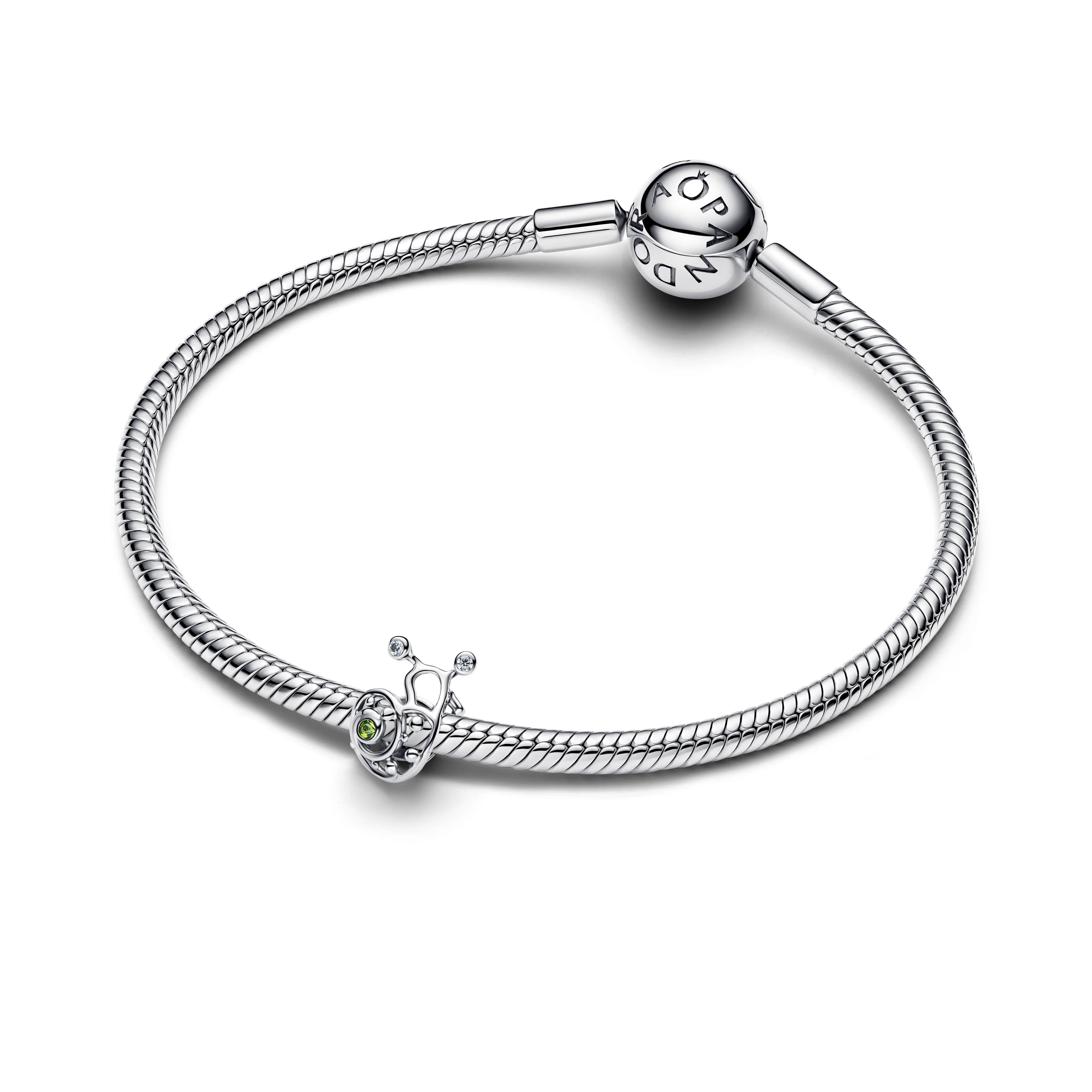 Snail Sterling Silver Charm With Light Green Crystal And Clear Cubic Zirconia - Image 3