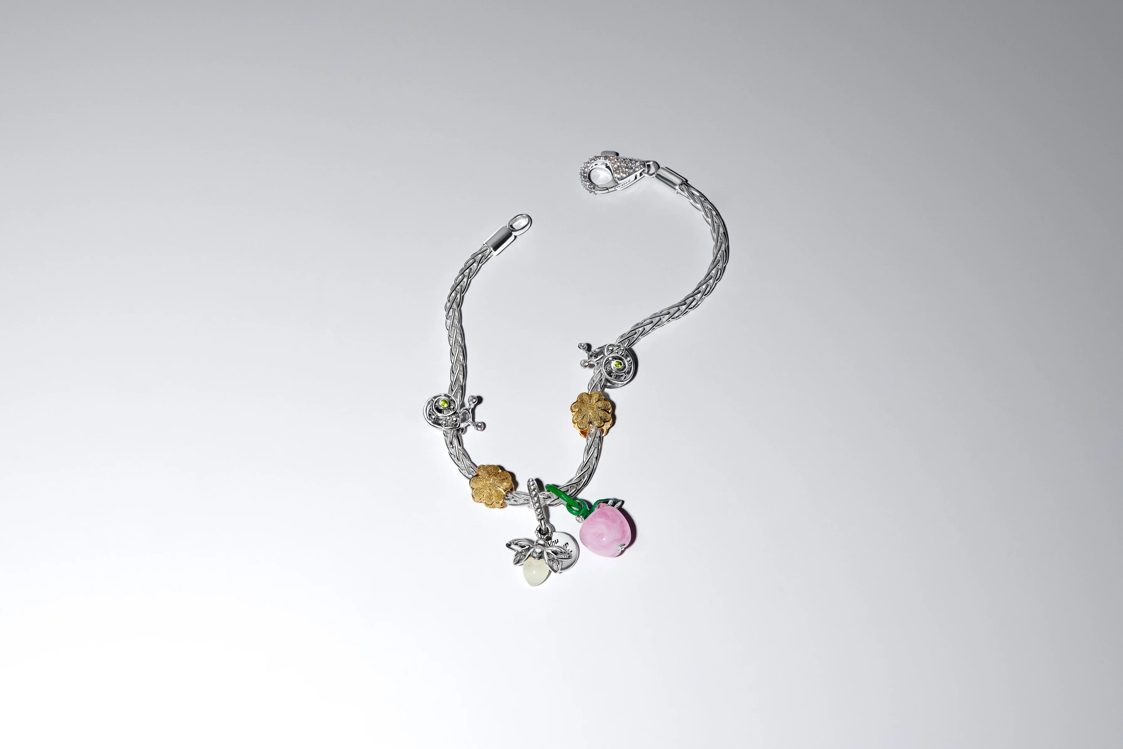 Snail Sterling Silver Charm With Light Green Crystal And Clear Cubic Zirconia - Image 5