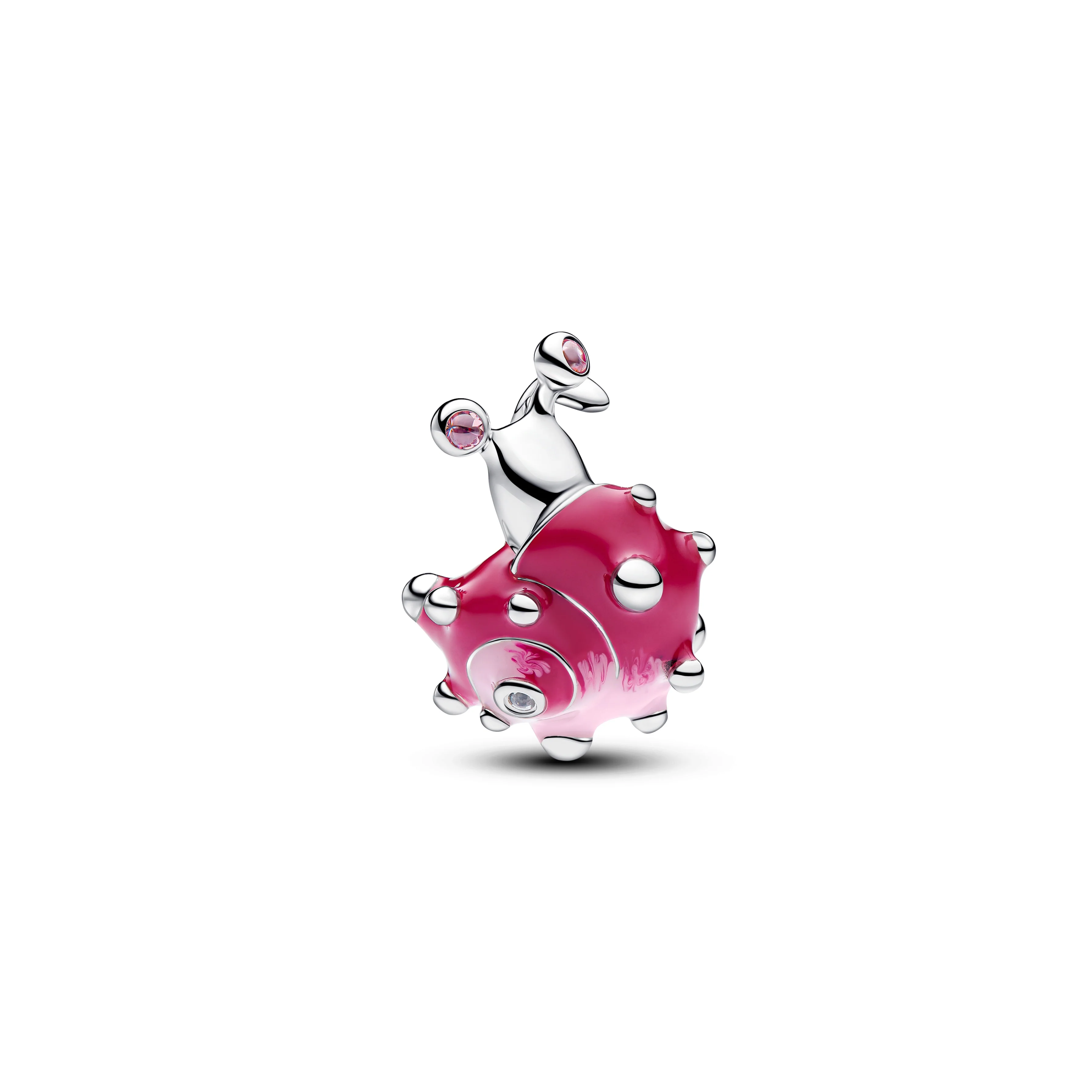 Snail Sterling Silver Charm With Light Pink, Clear Cubic Zirconia And Shaded Pink Enamel - Image 2