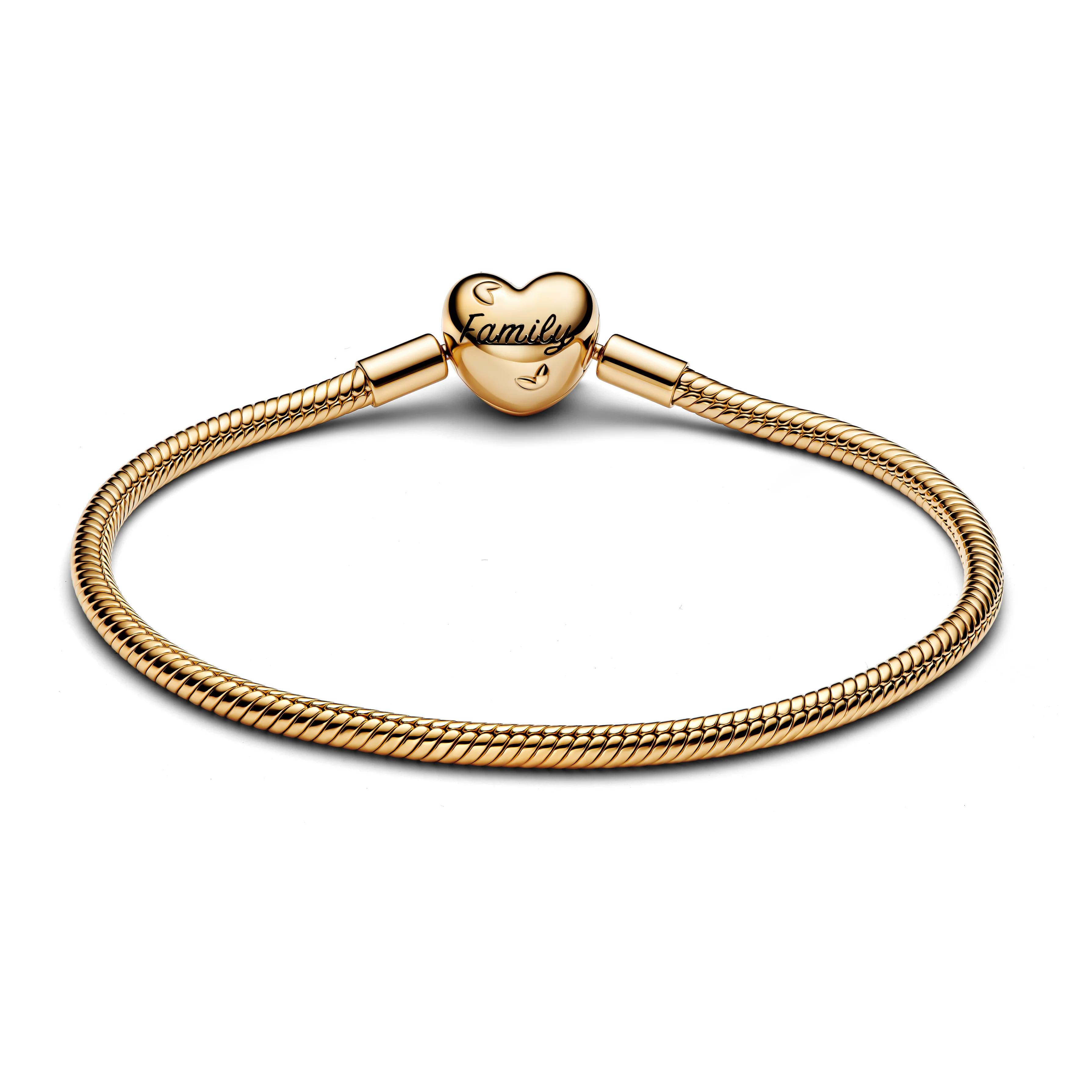 Snake Chain 14K Gold-Plated Bracelet And Heart Clasp With Clear Cubic Zirconia And Black Enamel - Image 4