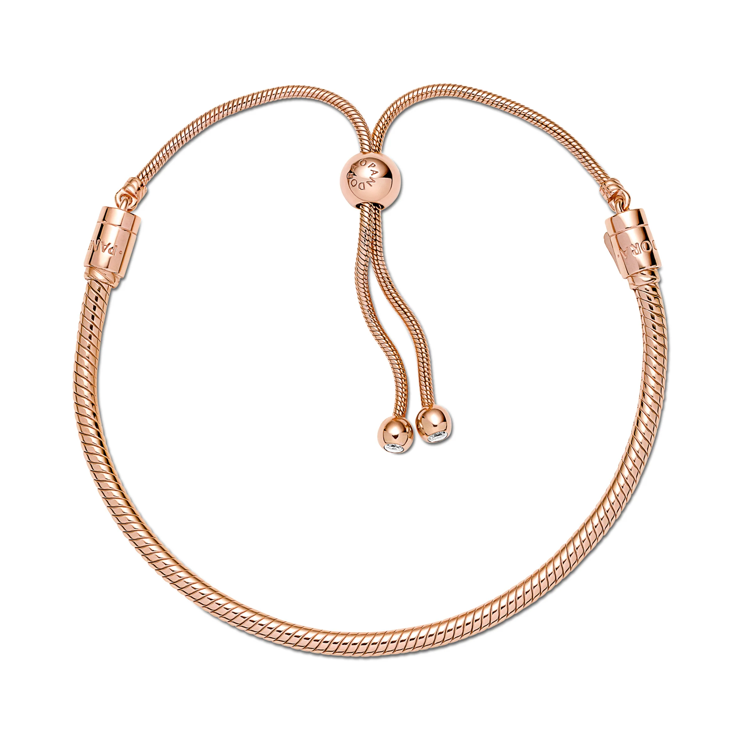 Snake Chain 14K Rose Gold-Plated Bracelet With Clear Cubic Zirconia - Image 2