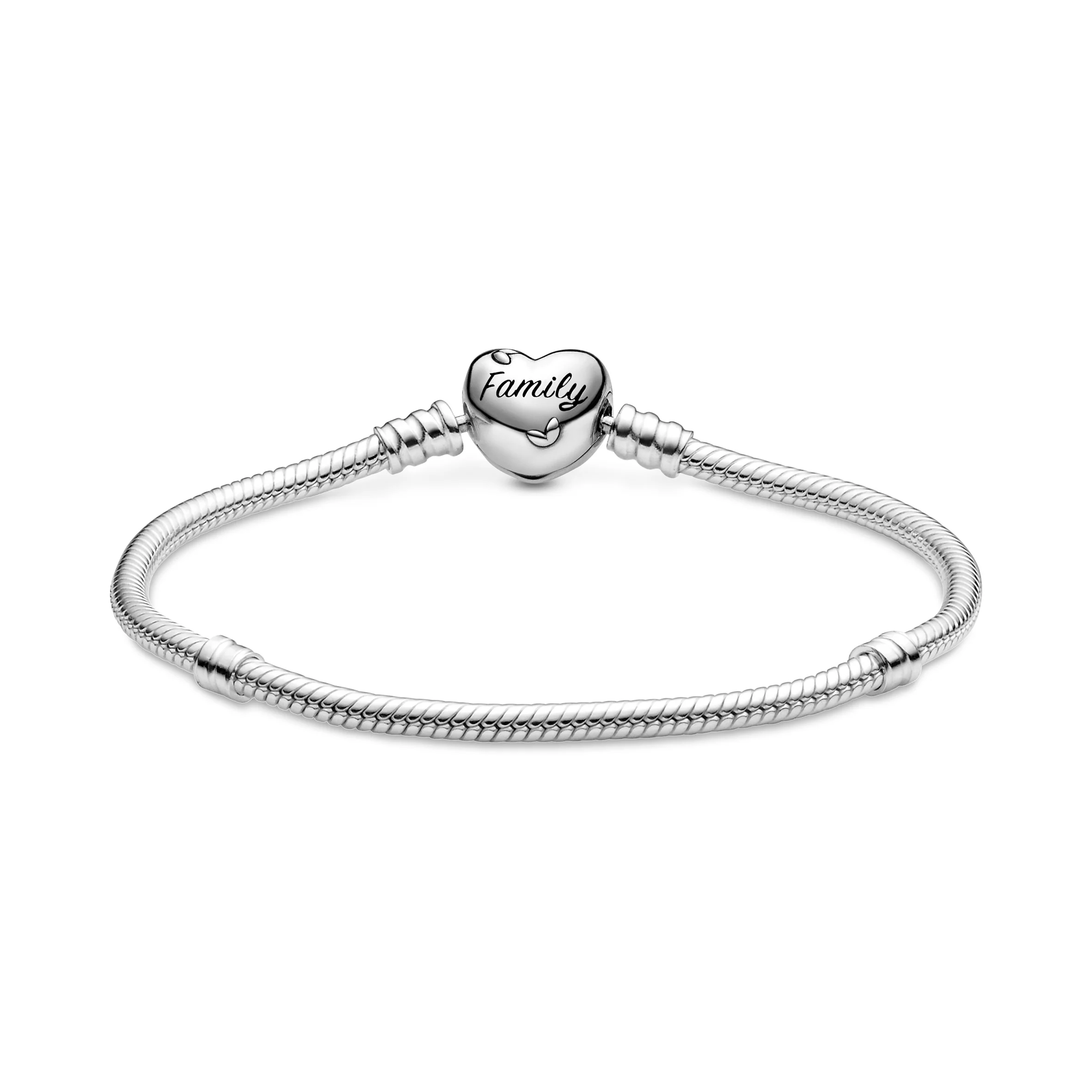 Snake Chain Sterling Silver Bracelet And Heart Clasp With Clear Cubic Zirconia And Black Enamel - Image 2