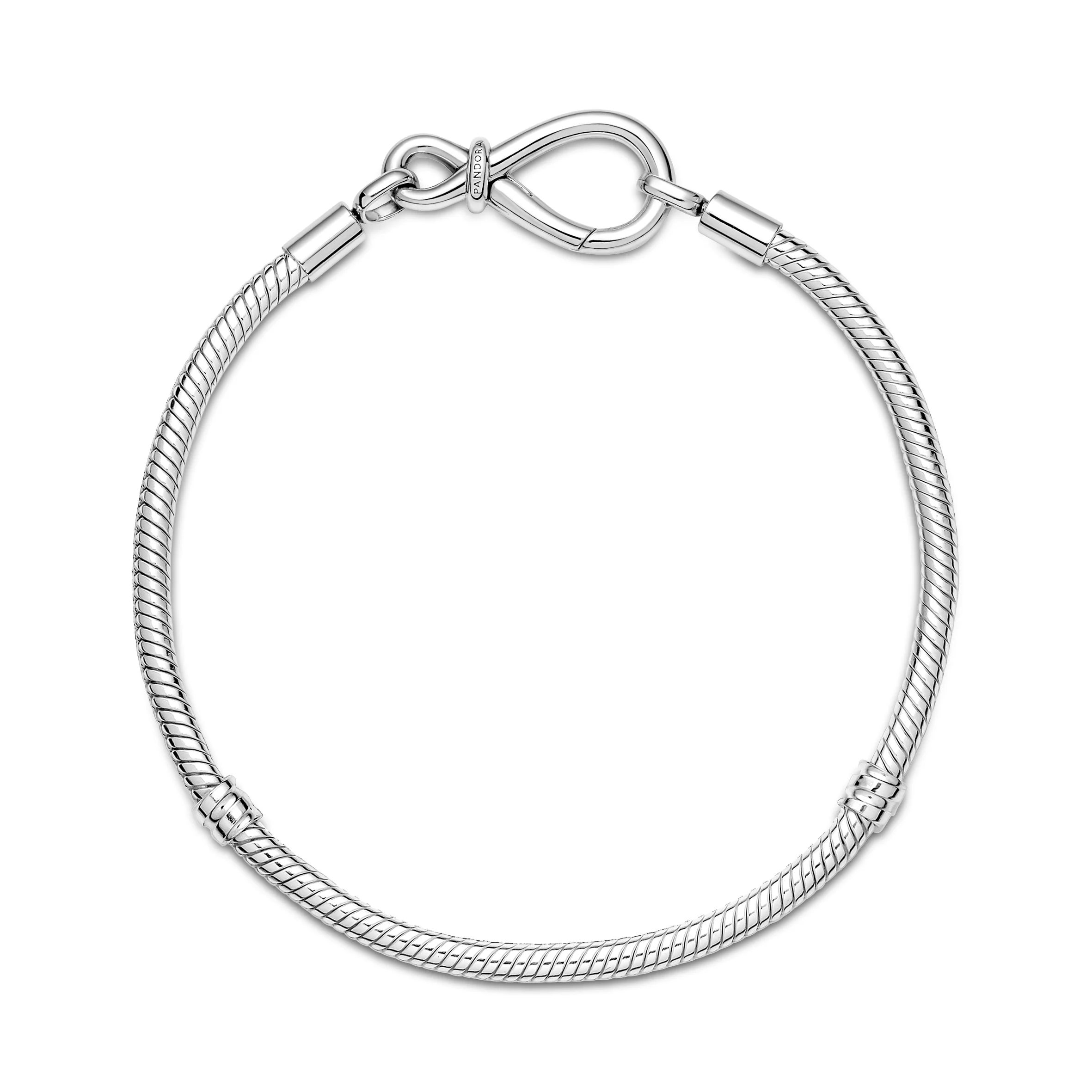 Snake Chain Sterling Silver Bracelet With Infinity Clasp - Image 4