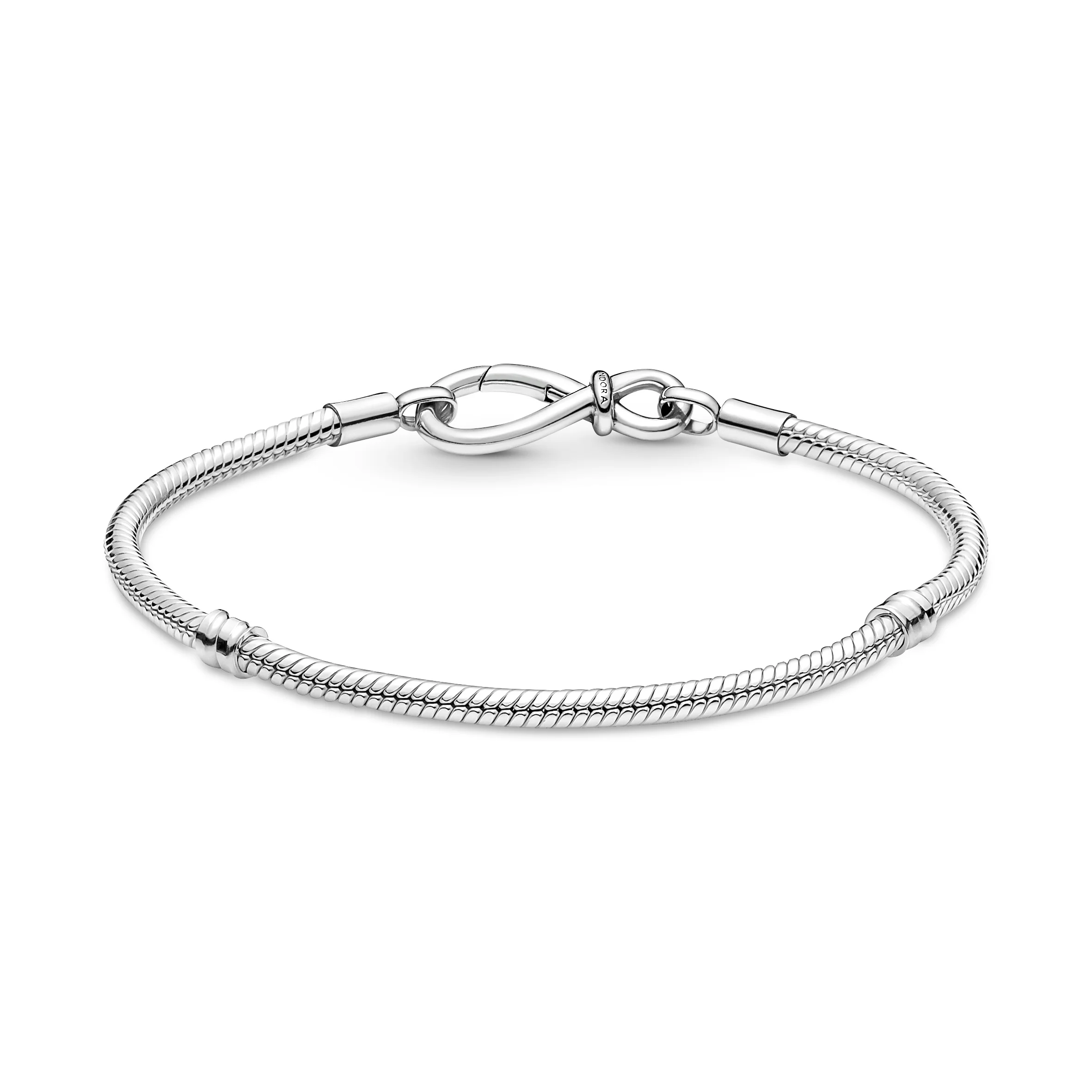 Snake Chain Sterling Silver Bracelet With Infinity Clasp - Image 5