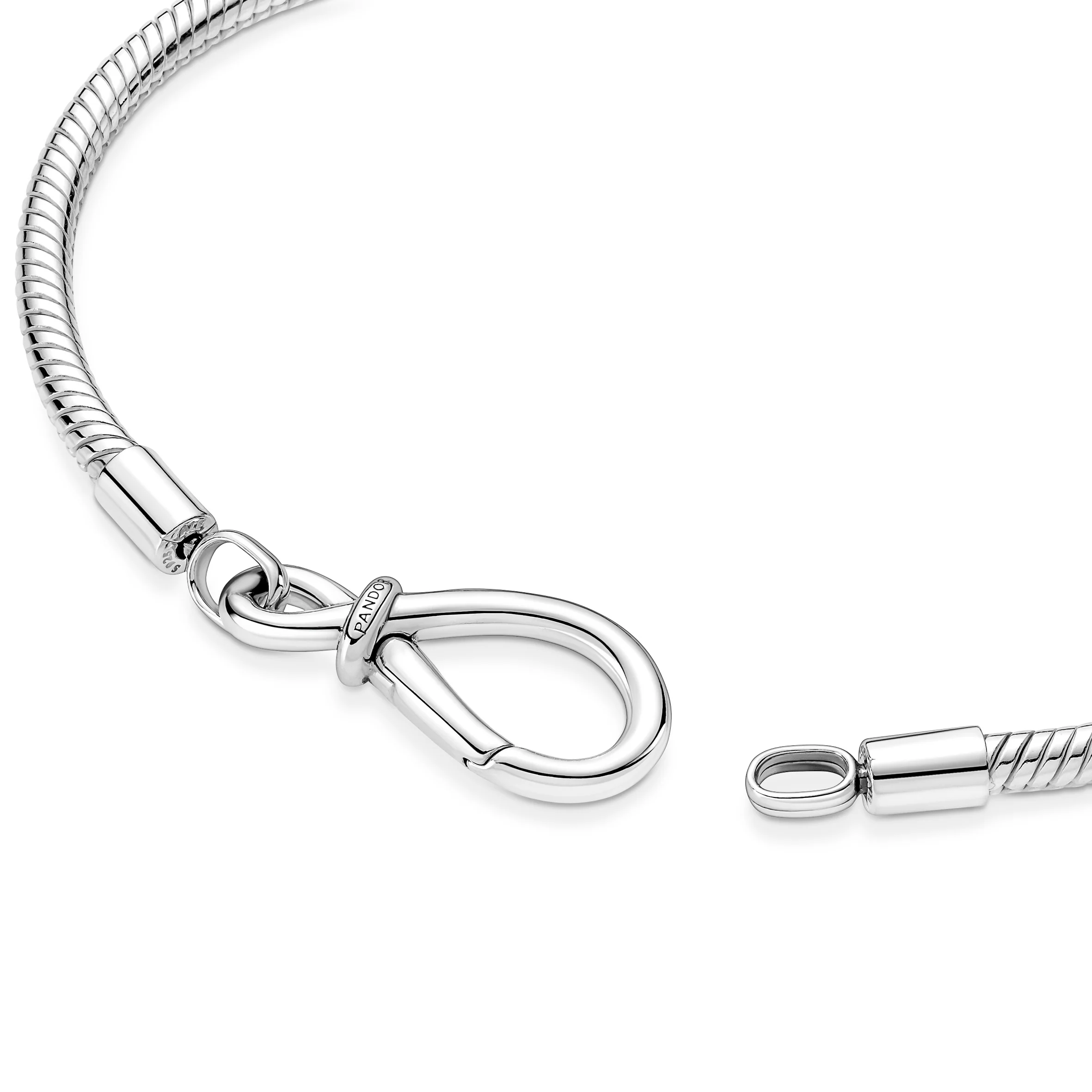 Snake Chain Sterling Silver Bracelet With Infinity Clasp - Image 6
