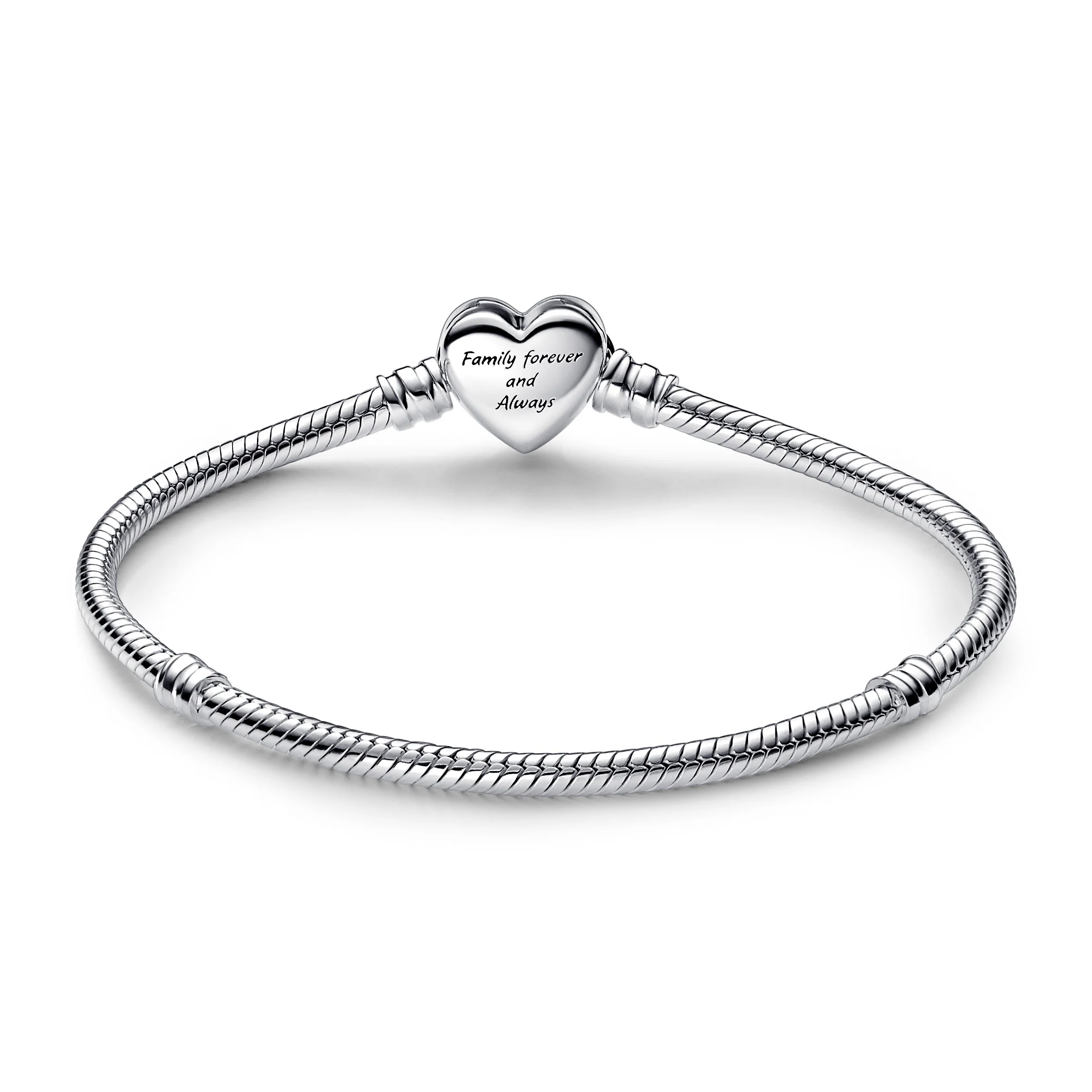 Snake Chain Sterling Silver Bracelet With Infinity Heart Clasp With Clear Cubic Zirconia - Image 4