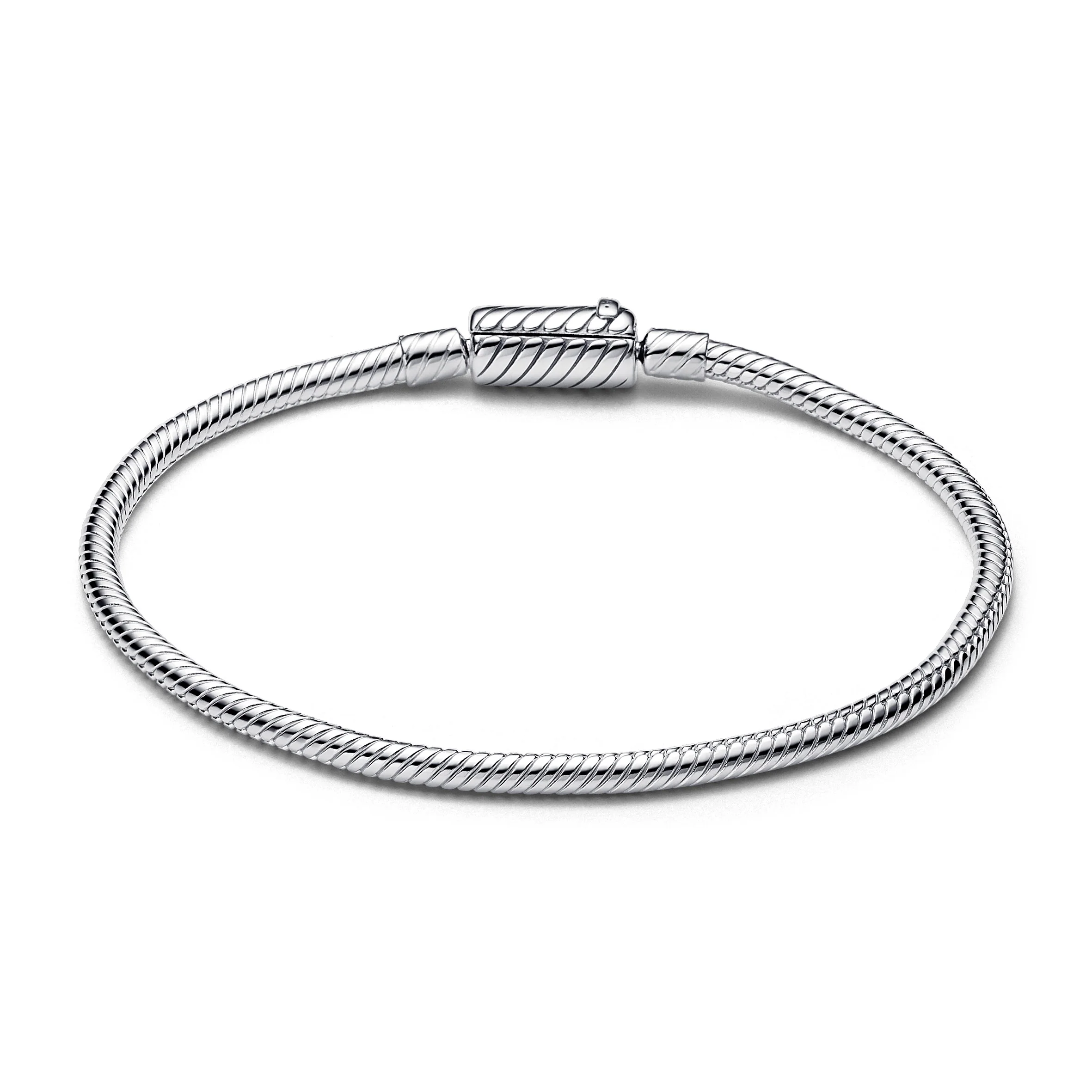 Snake Chain Sterling Silver Bracelet With Magnetic Clasp - Image 2