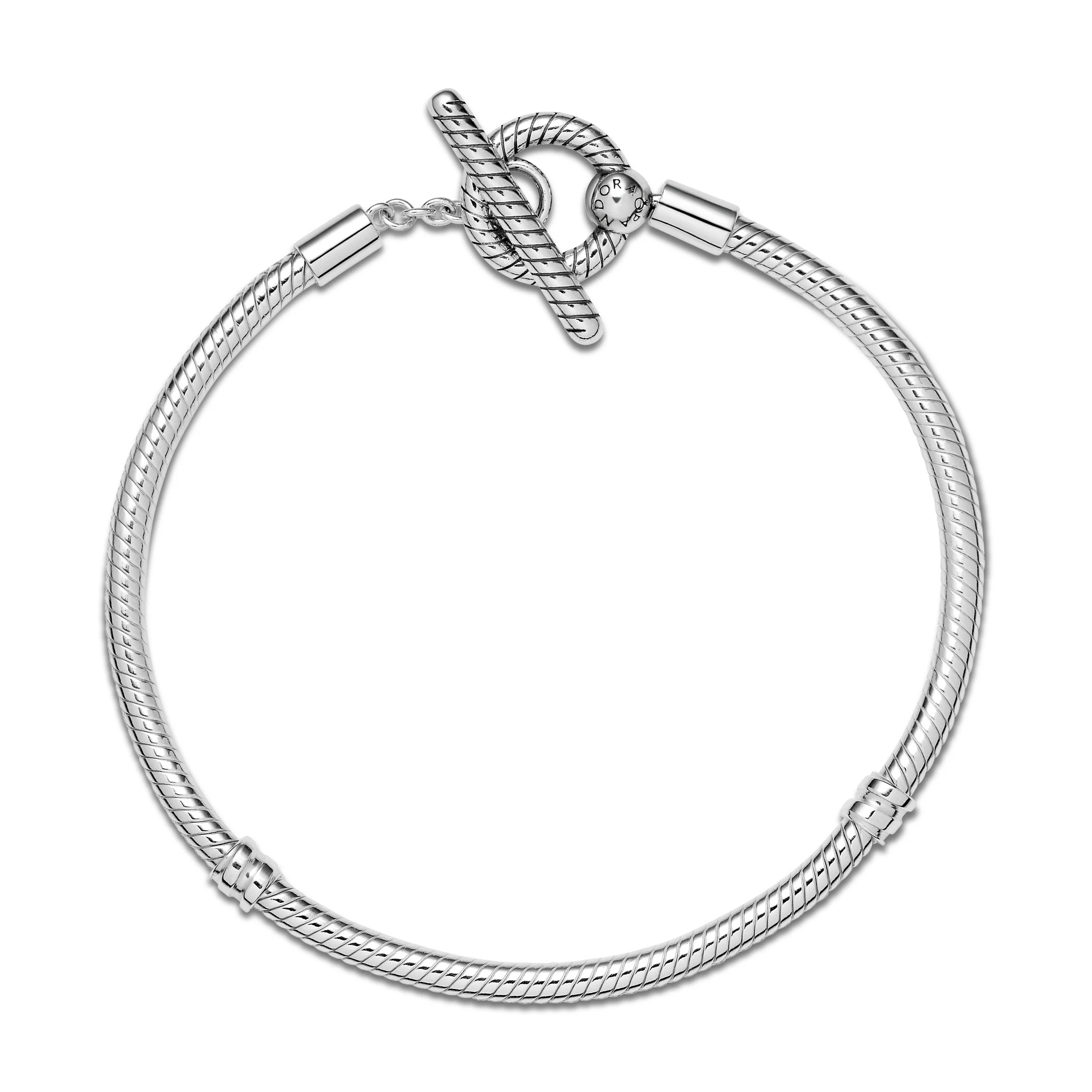 Snake Chain Sterling Silver T-Bar Bracelet - Image 3