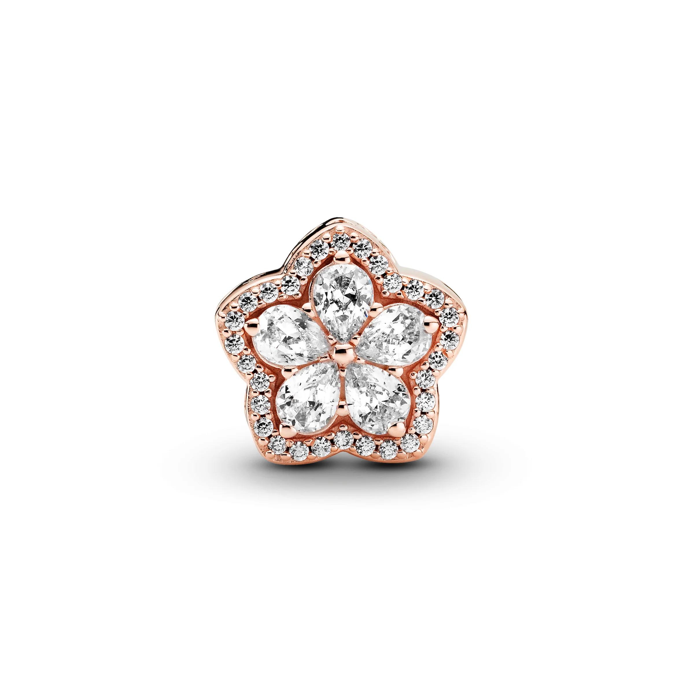 Snowflake 14K Rose Gold-Plated Charm With Clear Cubic Zirconia - Image 5