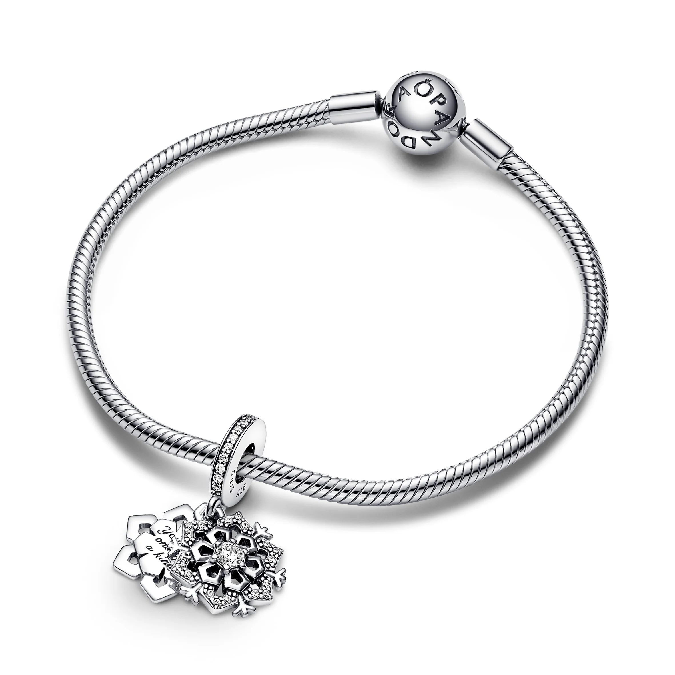 Snowflake Sterling Silver Double Dangle With Clear Cubic Zirconia