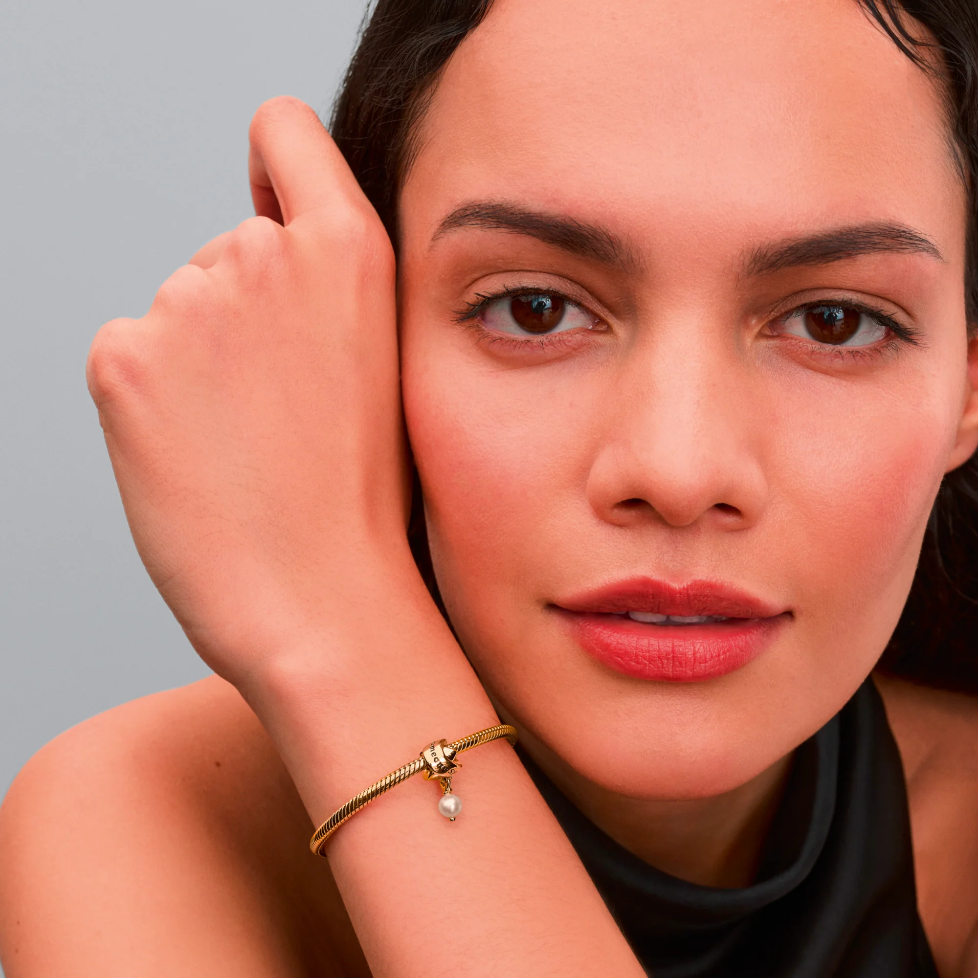 Someone Special 14K Gold-Plated Dangle With White Treated Freshwater Cultured Pearl And Black Enamel - Image 2