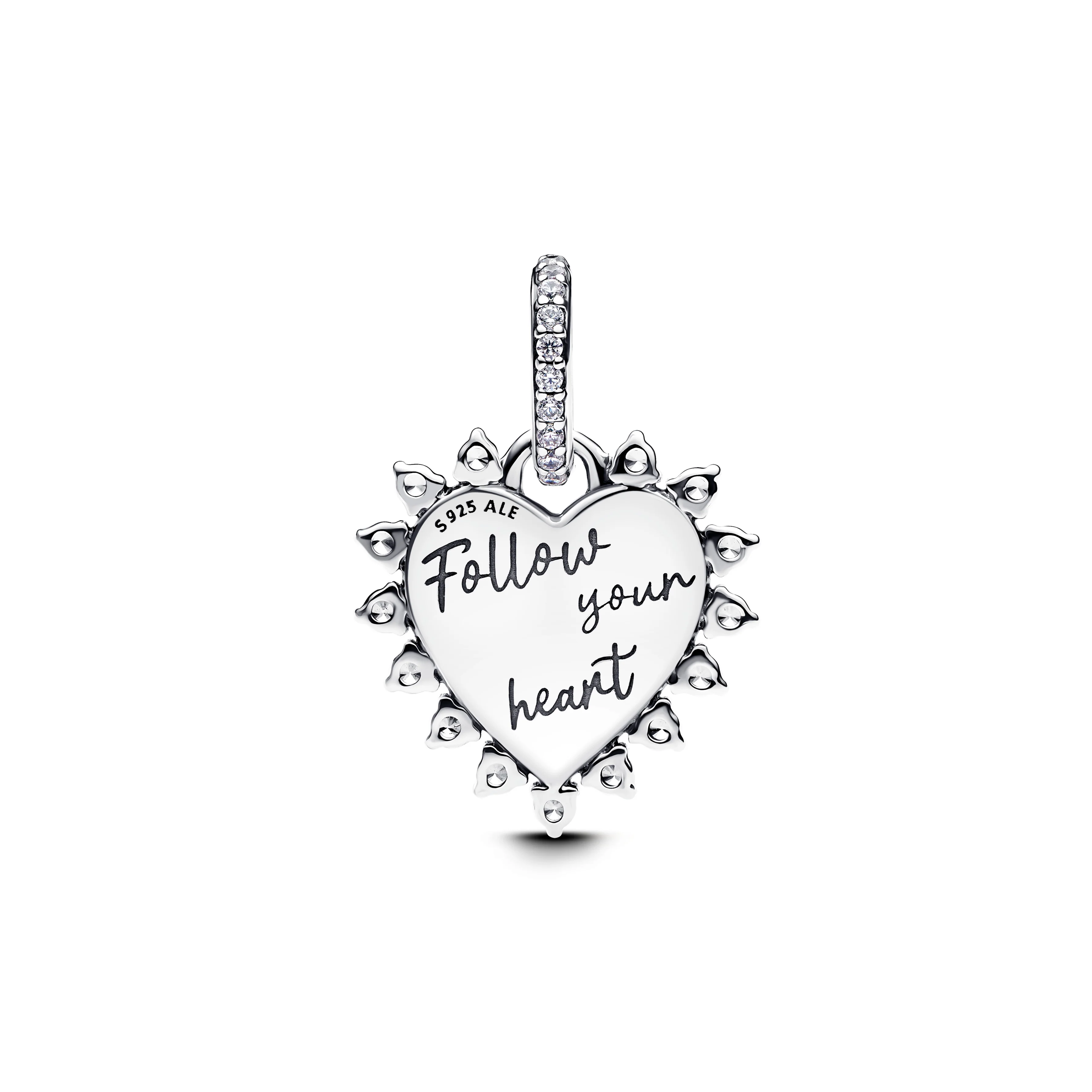 Spinnable Arrow Heart Sterling Silver Dangle With Red Lab-Created Opal And Clear Cubic Zirconia - Image 3