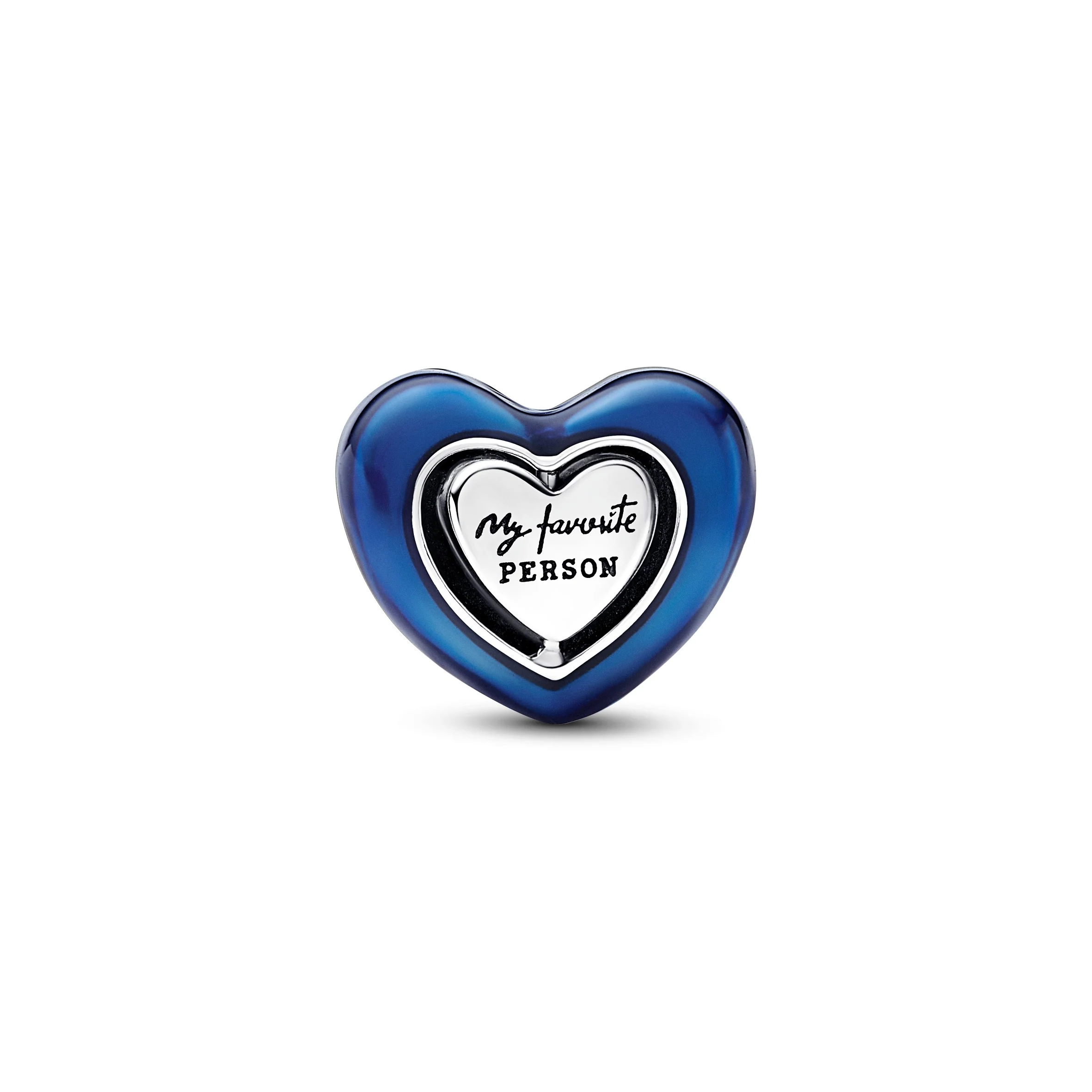 Spinning Heart Sterling Silver Charm With Night Blue Crystal And Transparent Blue Enamel - Image 3