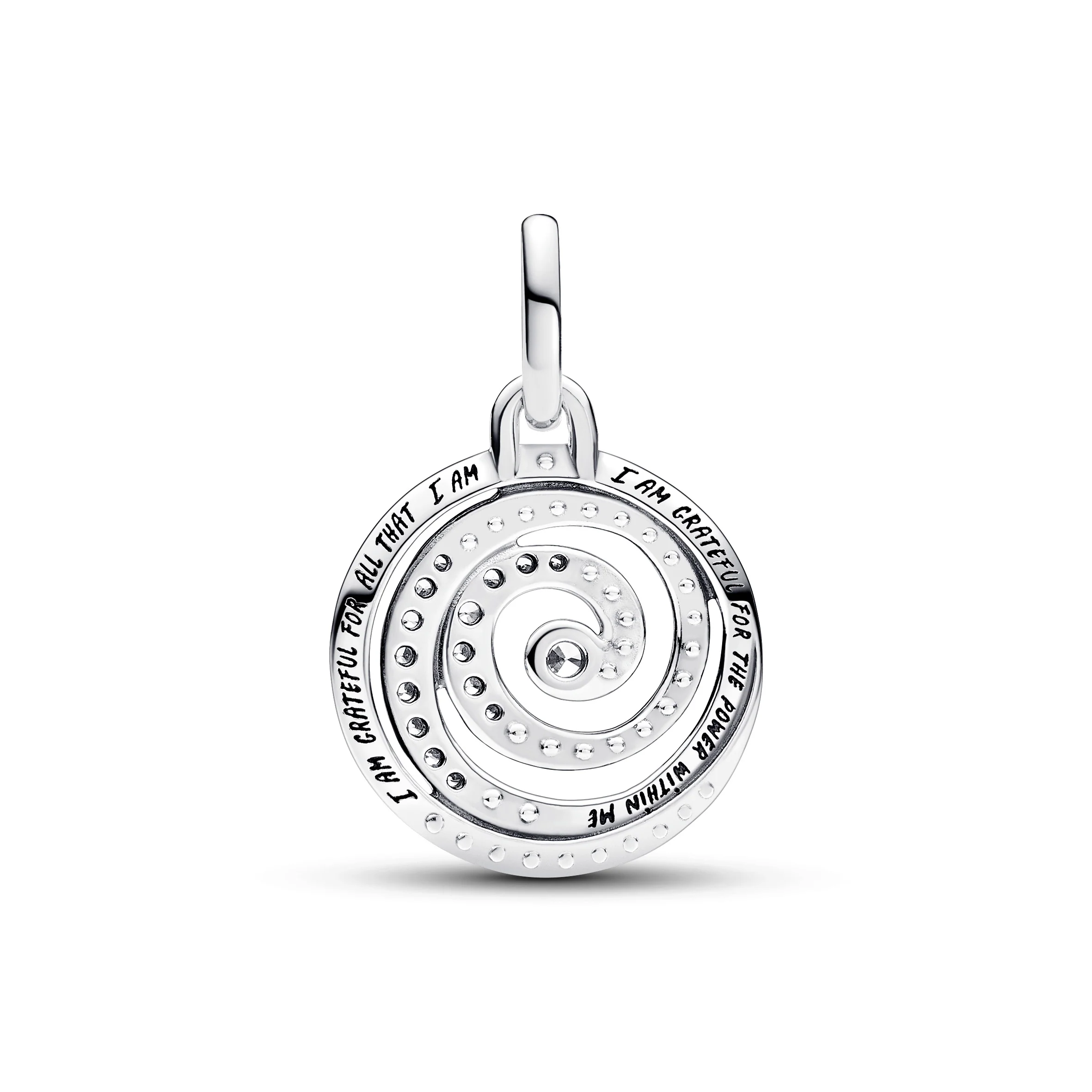 Spiral Sterling Silver Medallion With Clear Cubic Zirconia - Image 3