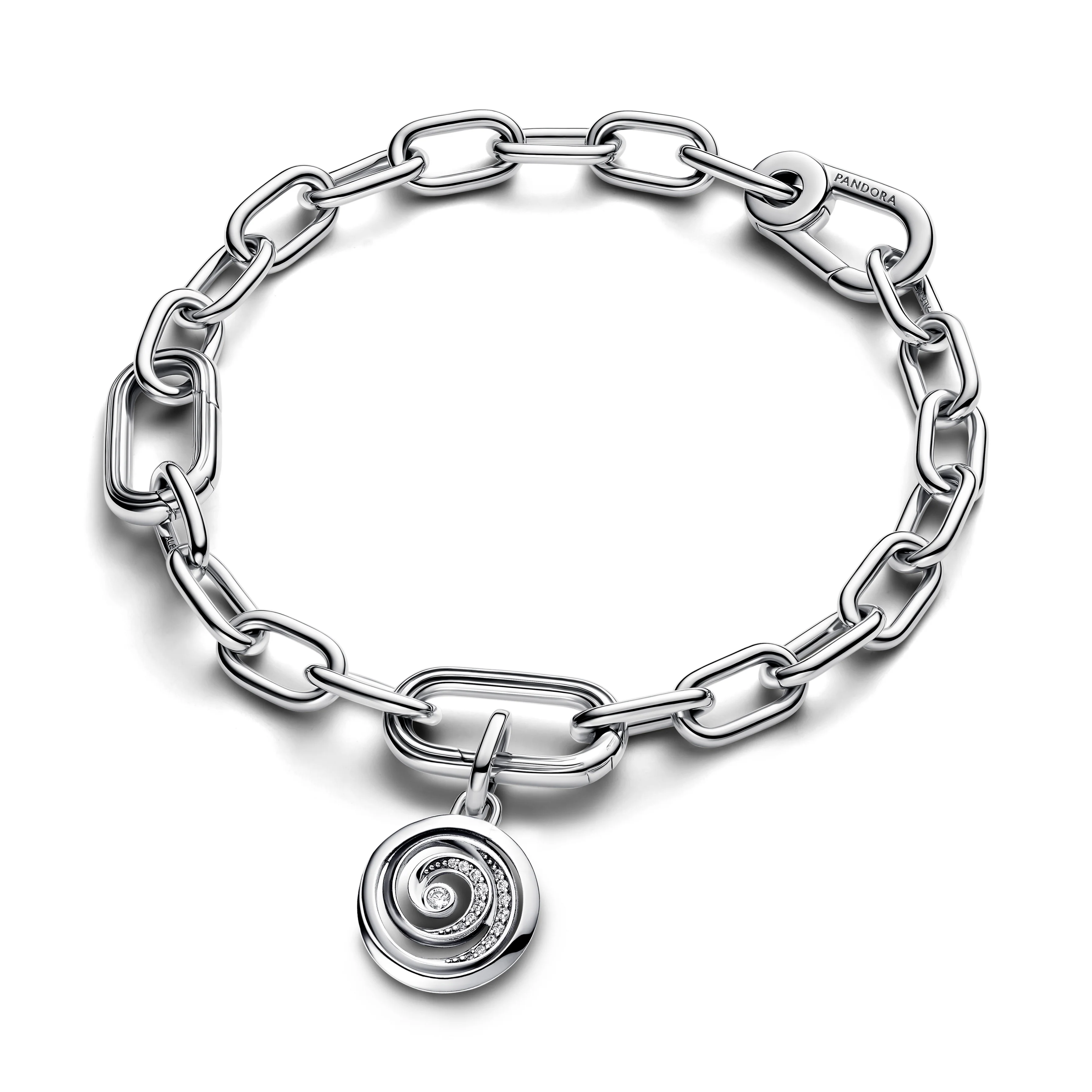 Spiral Sterling Silver Medallion With Clear Cubic Zirconia - Image 4