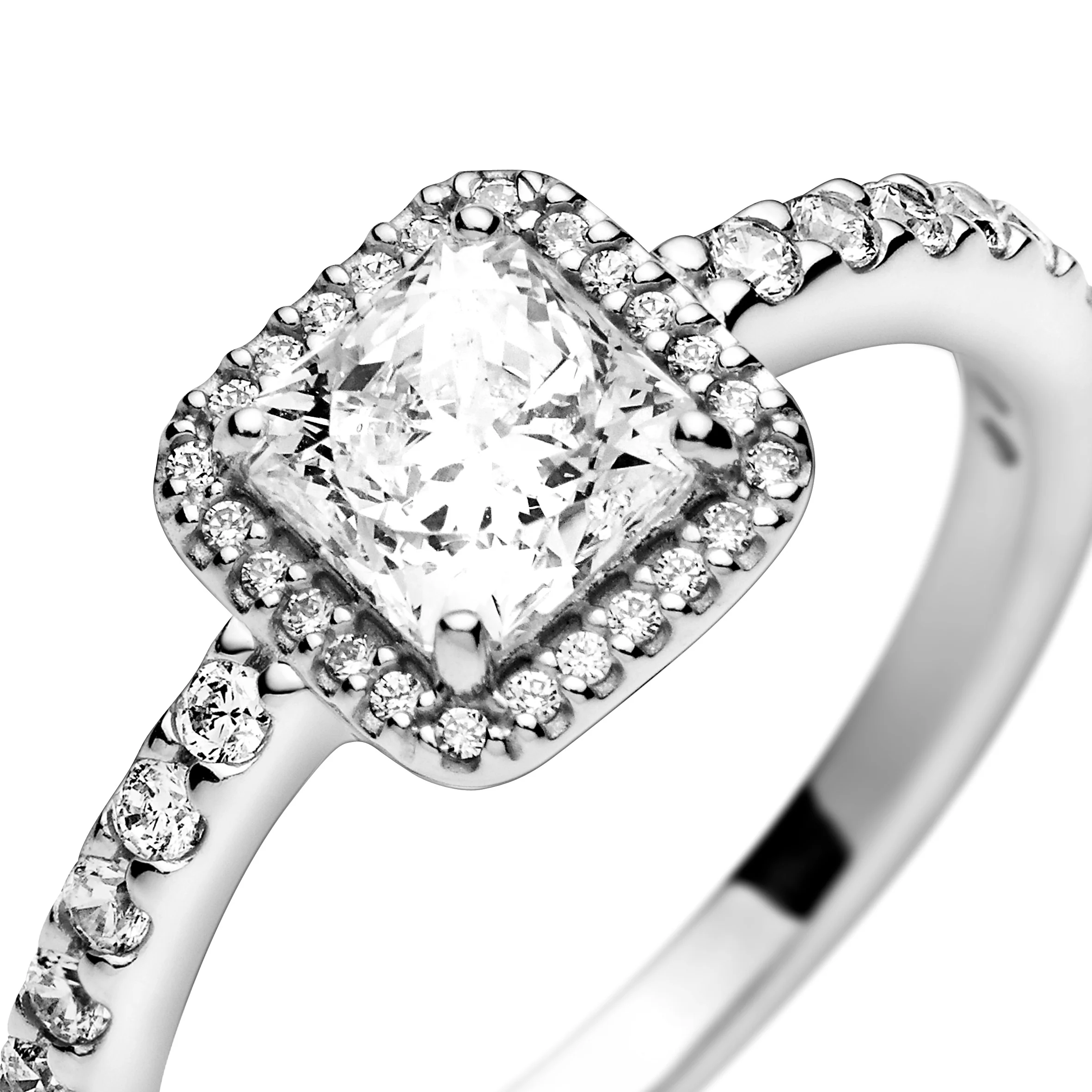 Square Sterling Silver Ring With Clear Cubic Zirconia - Image 3