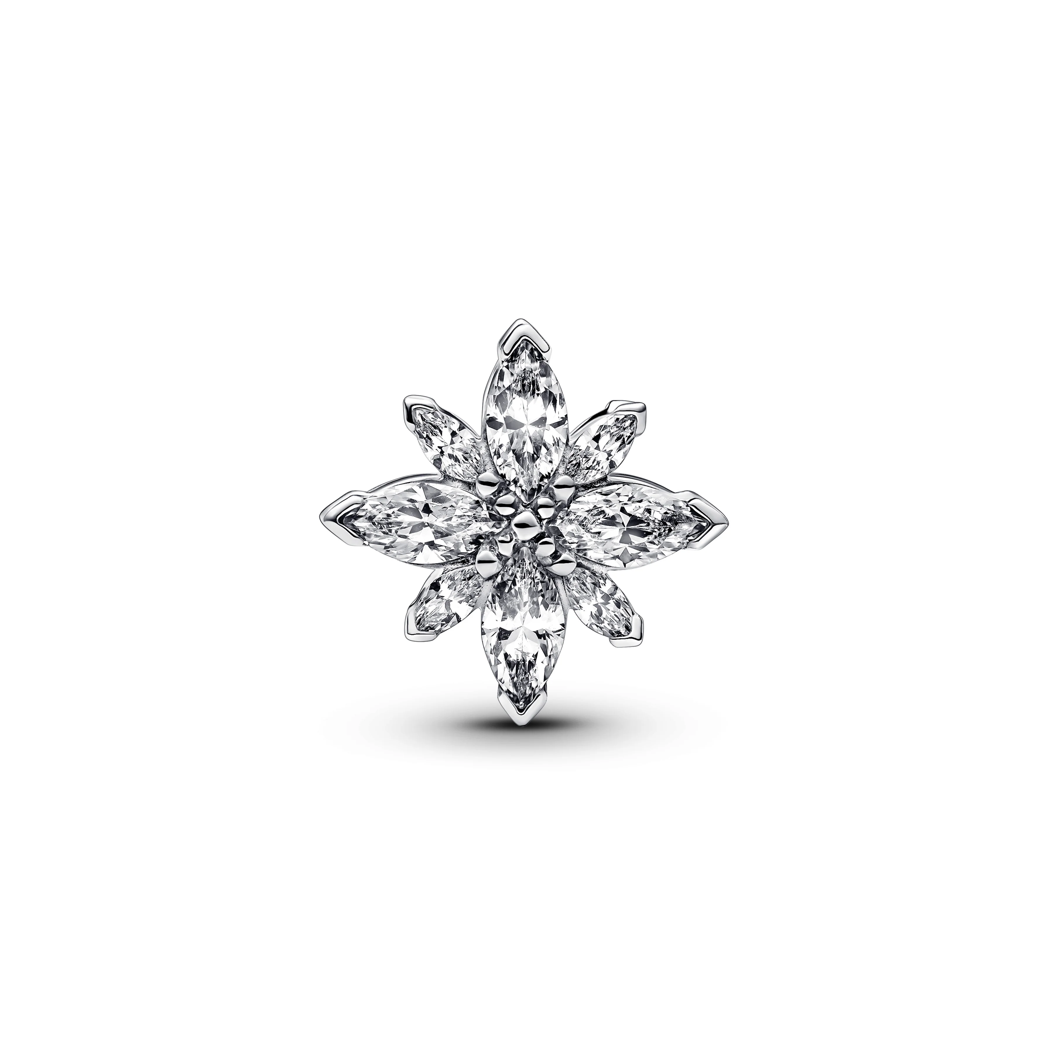 Star Sterling Silver Charm With Clear Cubic Zirconia