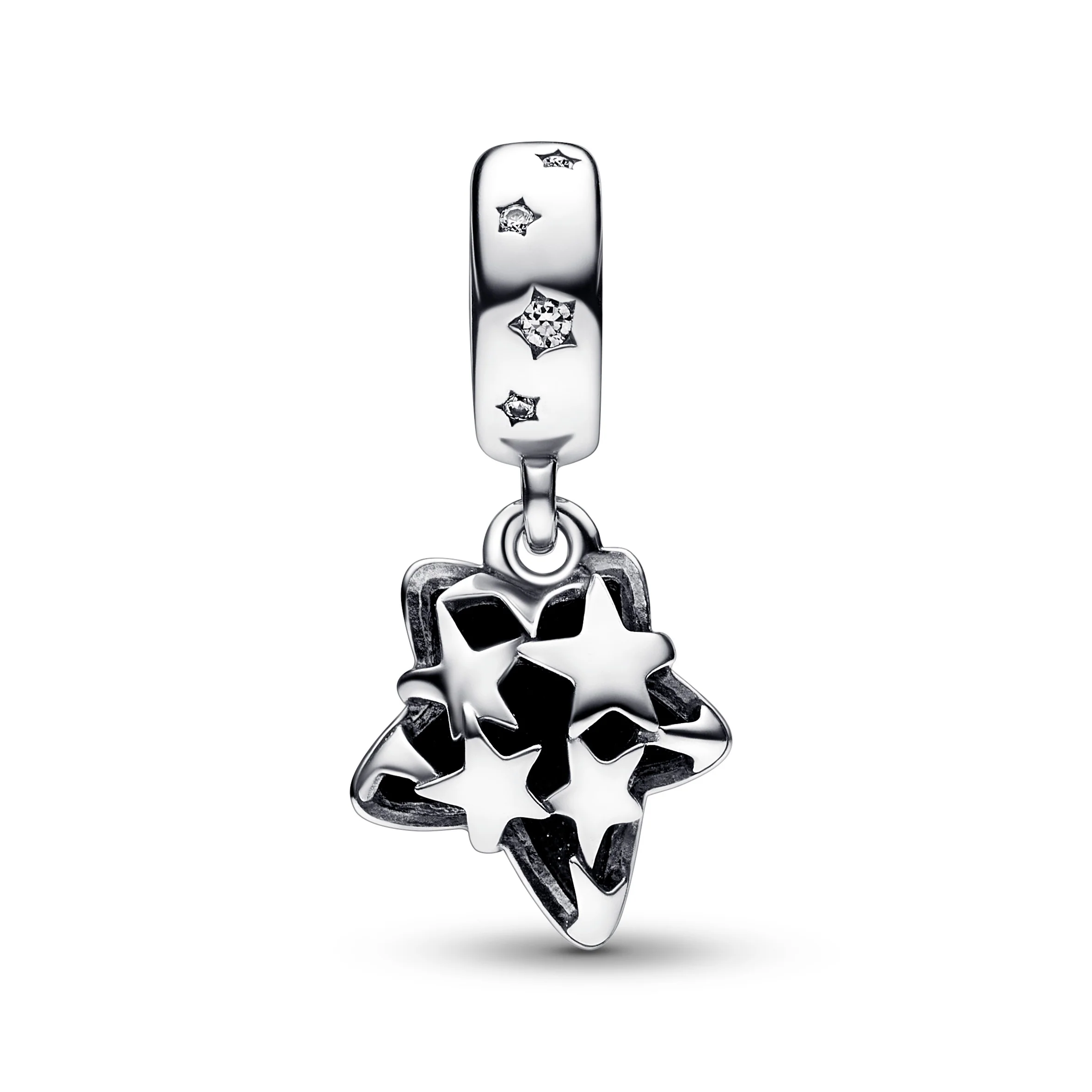 Star Sterling Silver Dangle With Clear Cubic Zirconia And Aventurine Blue Murano Glass - Image 5