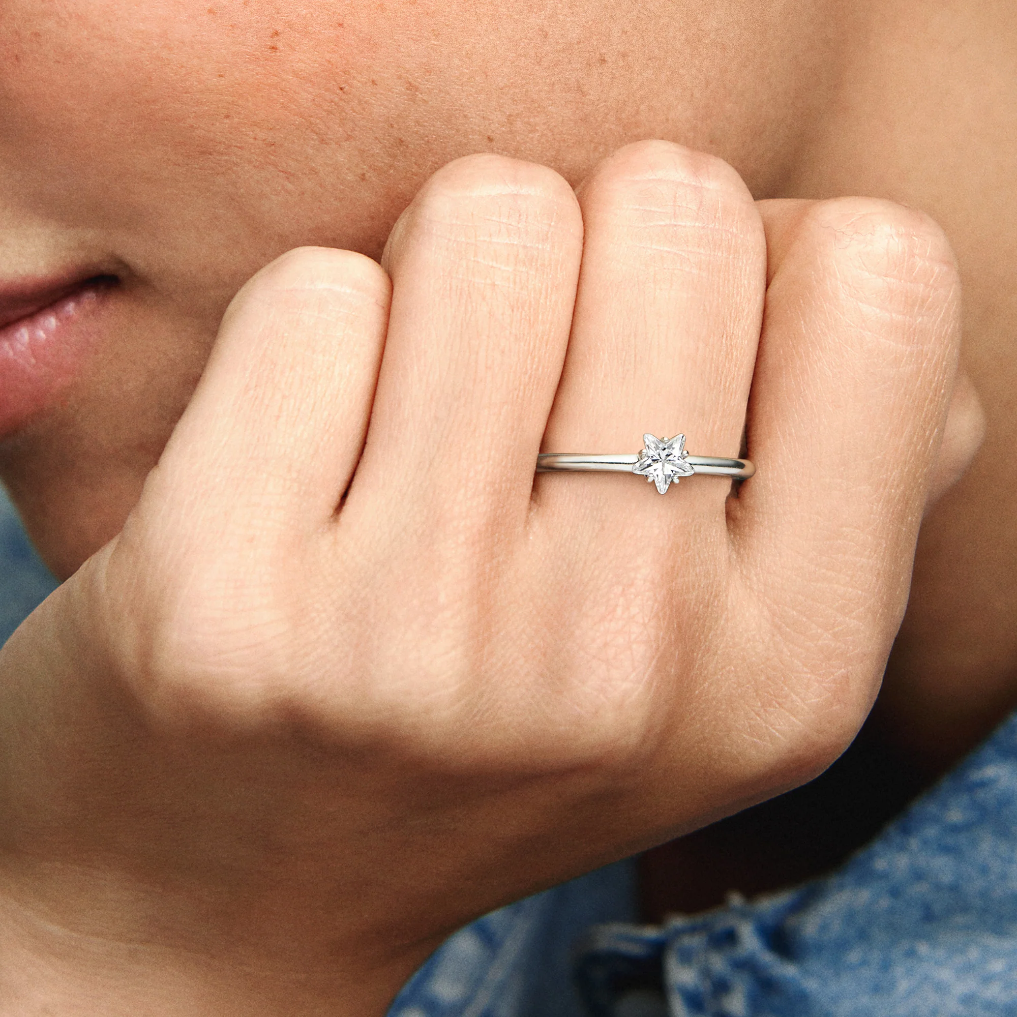 Star Sterling Silver Ring With Clear Cubic Zirconia - Image 2