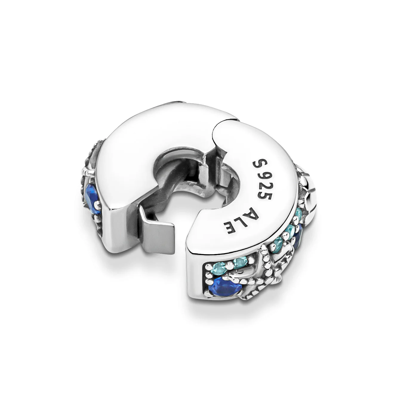Starfish And Shell Sterling Silver Clip With Icy Green, Bleached Aqua Blue, Stellar Blue Crystal And Silicone Grip - Image 6