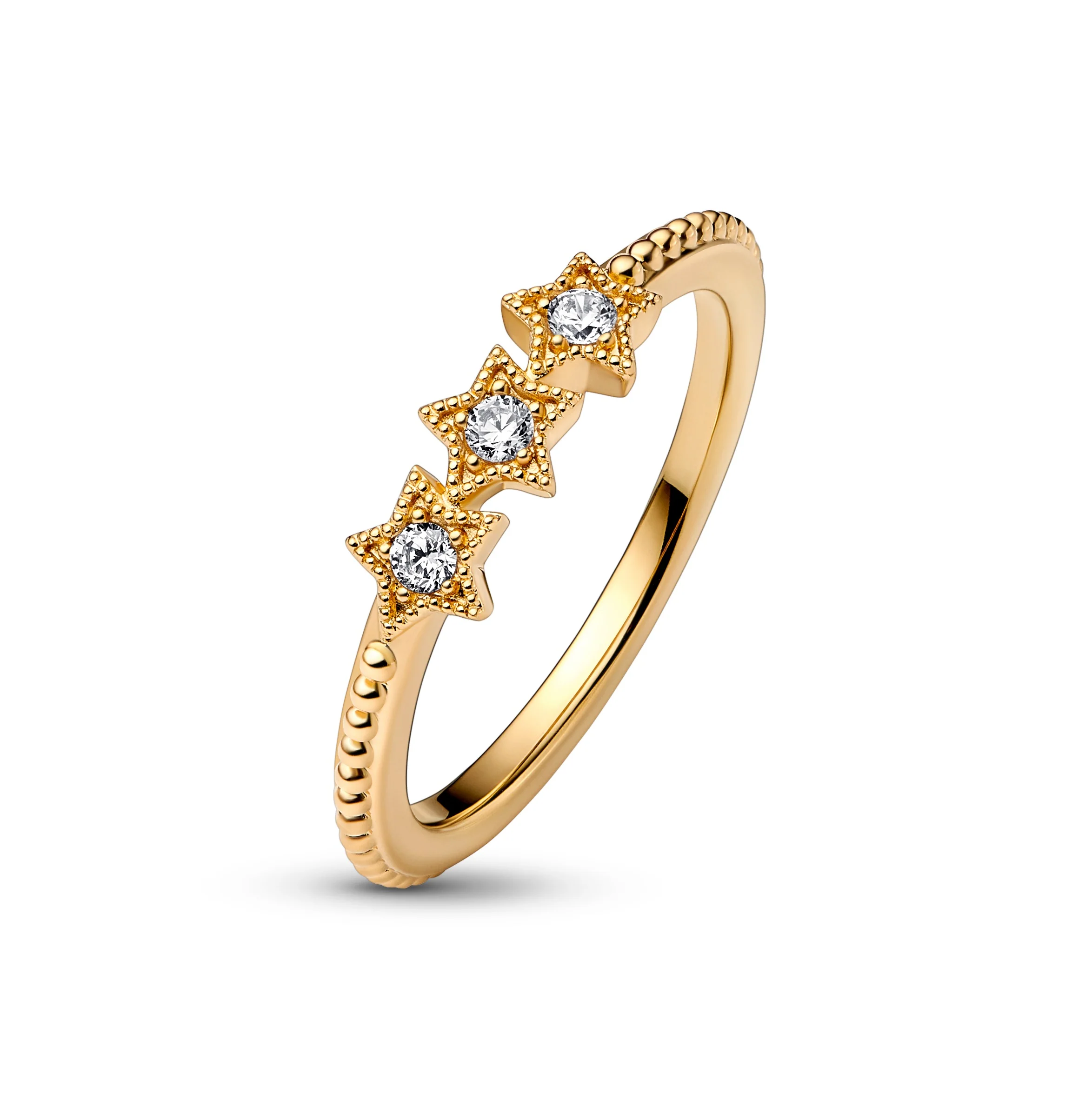 Stars 14K Gold-Plated Ring With Clear Cubic Zirconia - Image 3