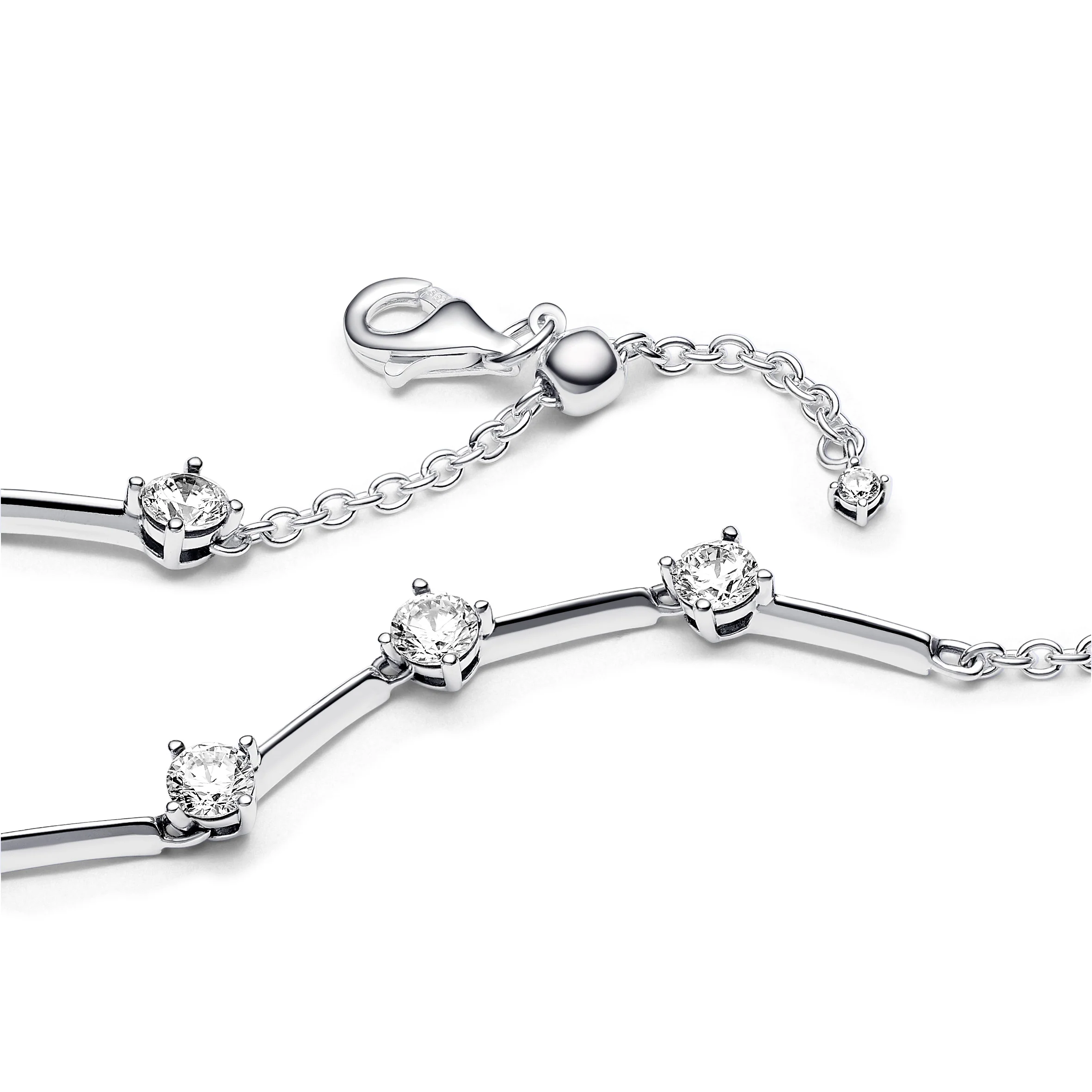 Sterling Silver Bracelet With Clear Cubic Zirconia And Sliding Clasp - Image 4