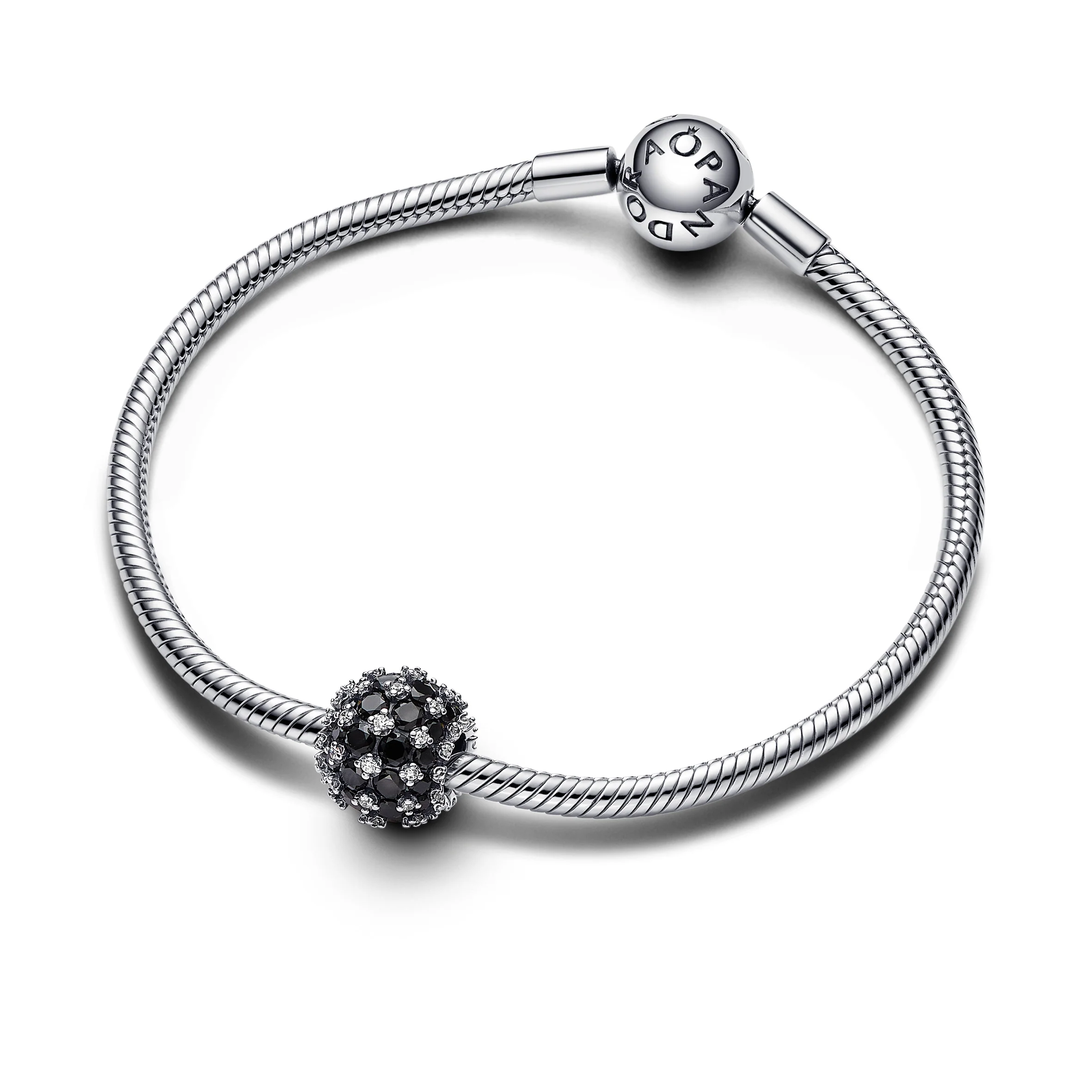 Sterling Silver Charm With Black Crystal And Clear Cubic Zirconia - Image 4