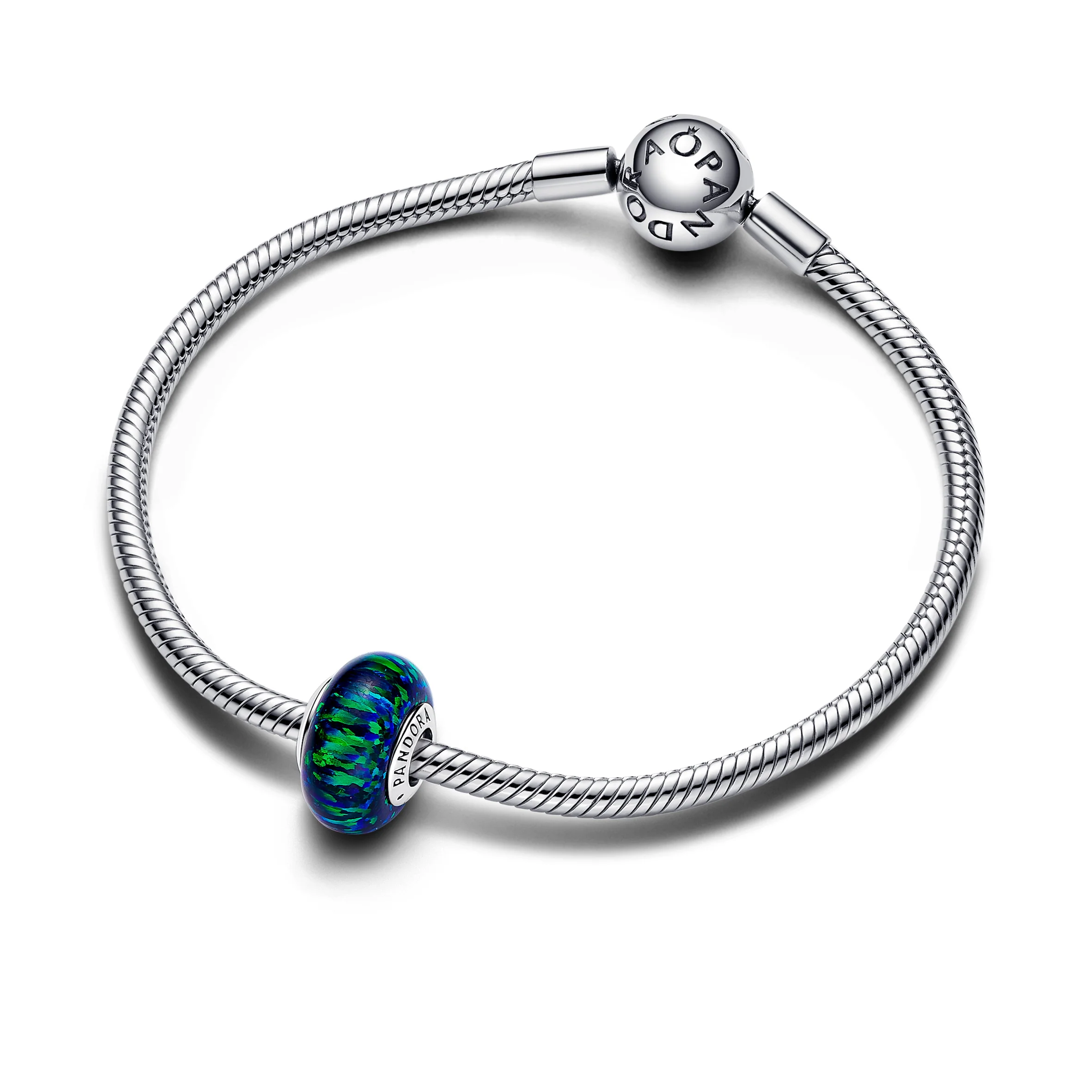 Sterling Silver Charm With Green Blue Lab-Created Opal - Image 5