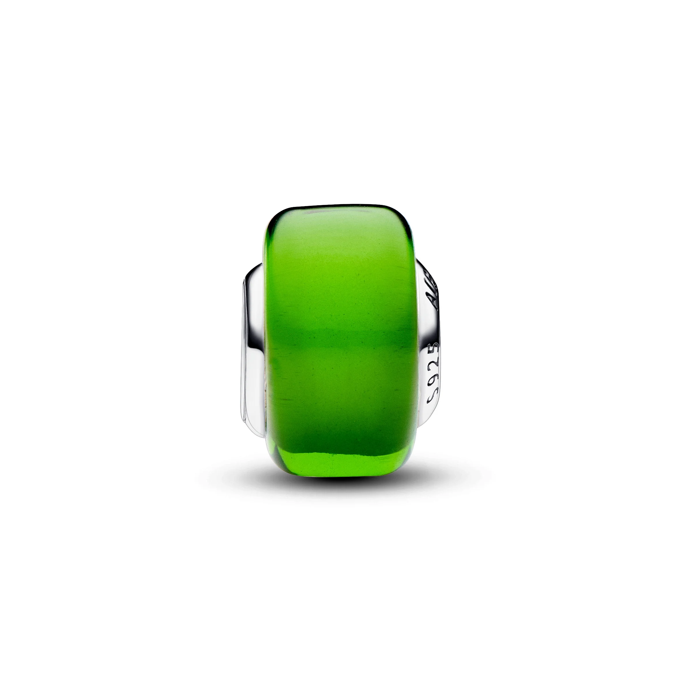 Sterling Silver Charm With Green Murano Glass