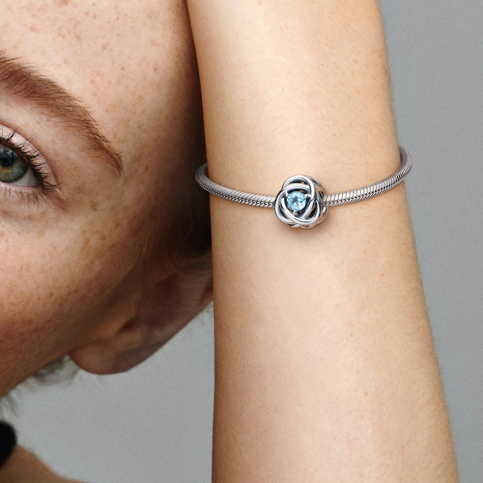 Sterling Silver Charm With Sea Aqua Blue Crystal - Image 2
