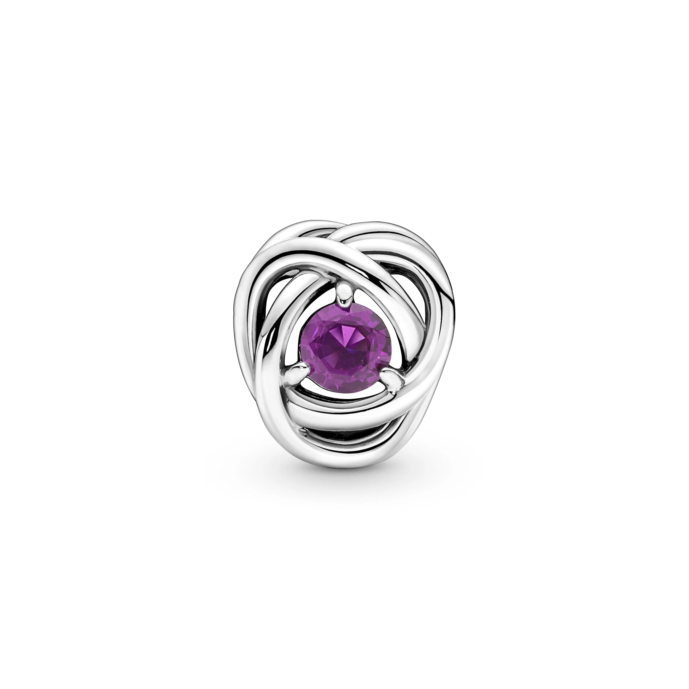 Sterling Silver Charm With Sweet Grape Purple Crystal