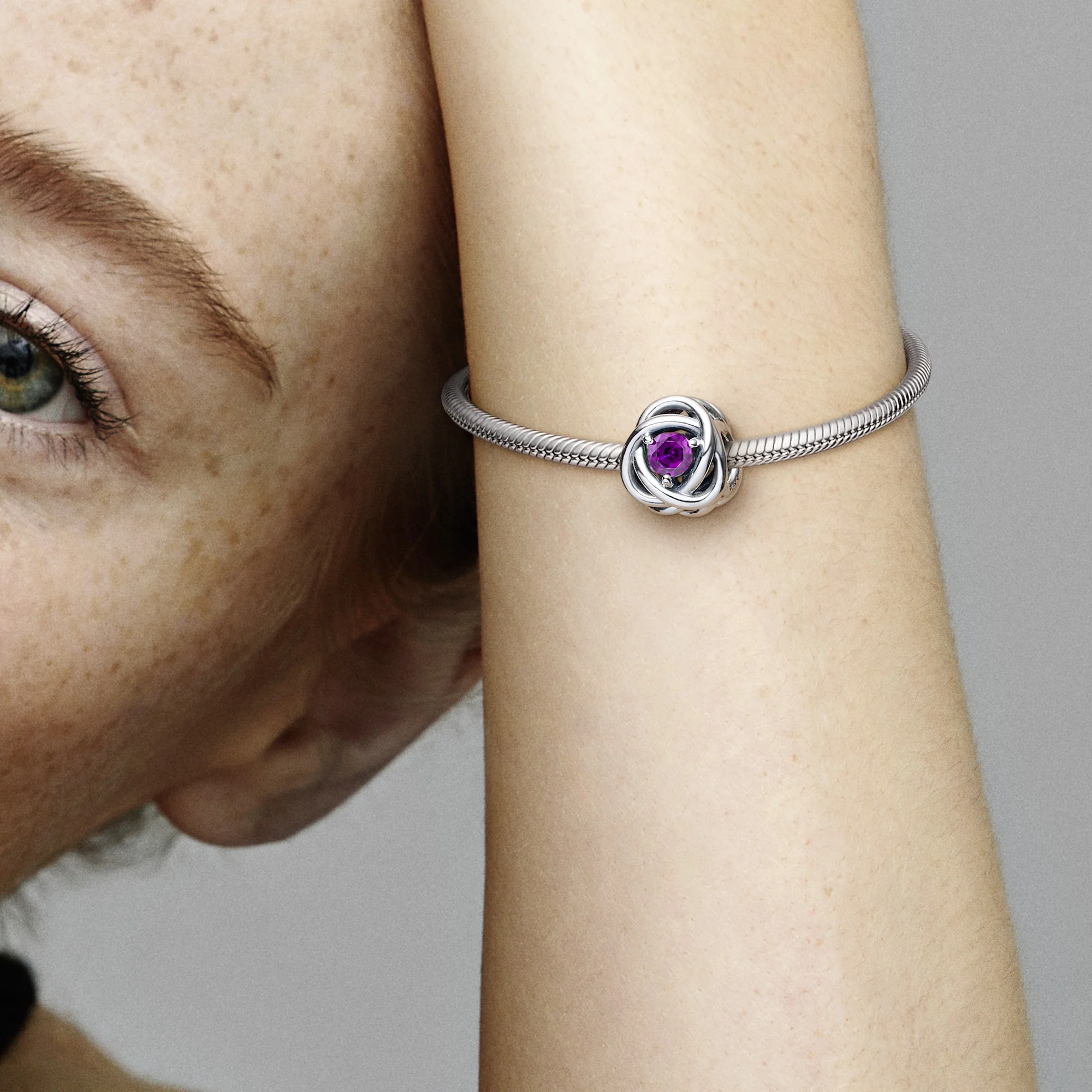 Sterling Silver Charm With Sweet Grape Purple Crystal - Image 2