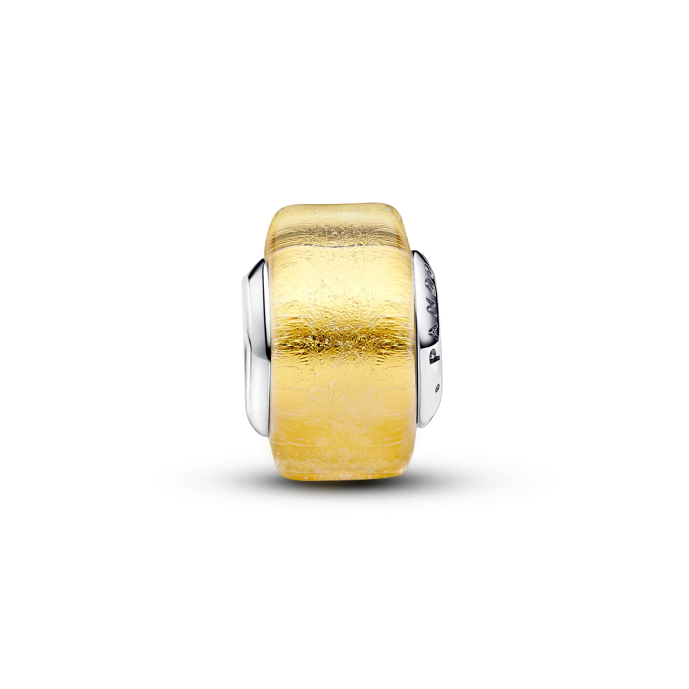 Sterling Silver Charm With Transparent Murano Glass And 24K Gold Foil