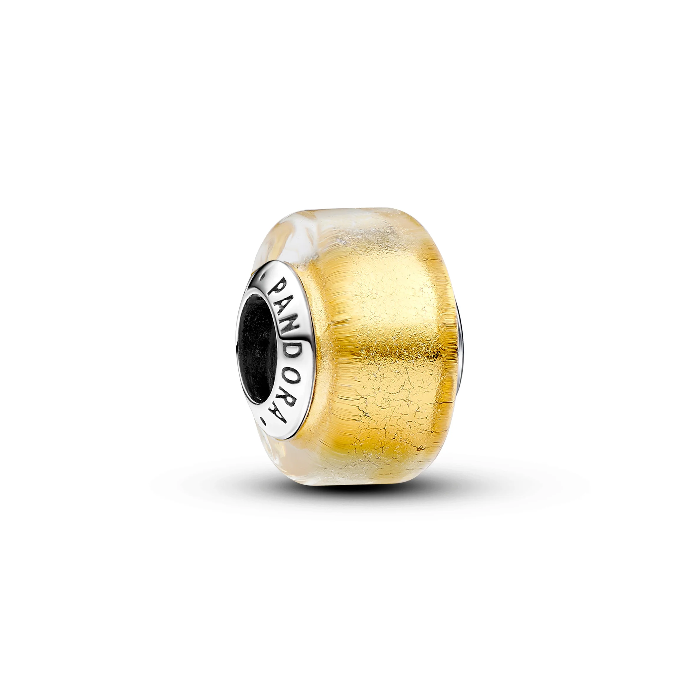 Sterling Silver Charm With Transparent Murano Glass And 24K Gold Foil - Image 3