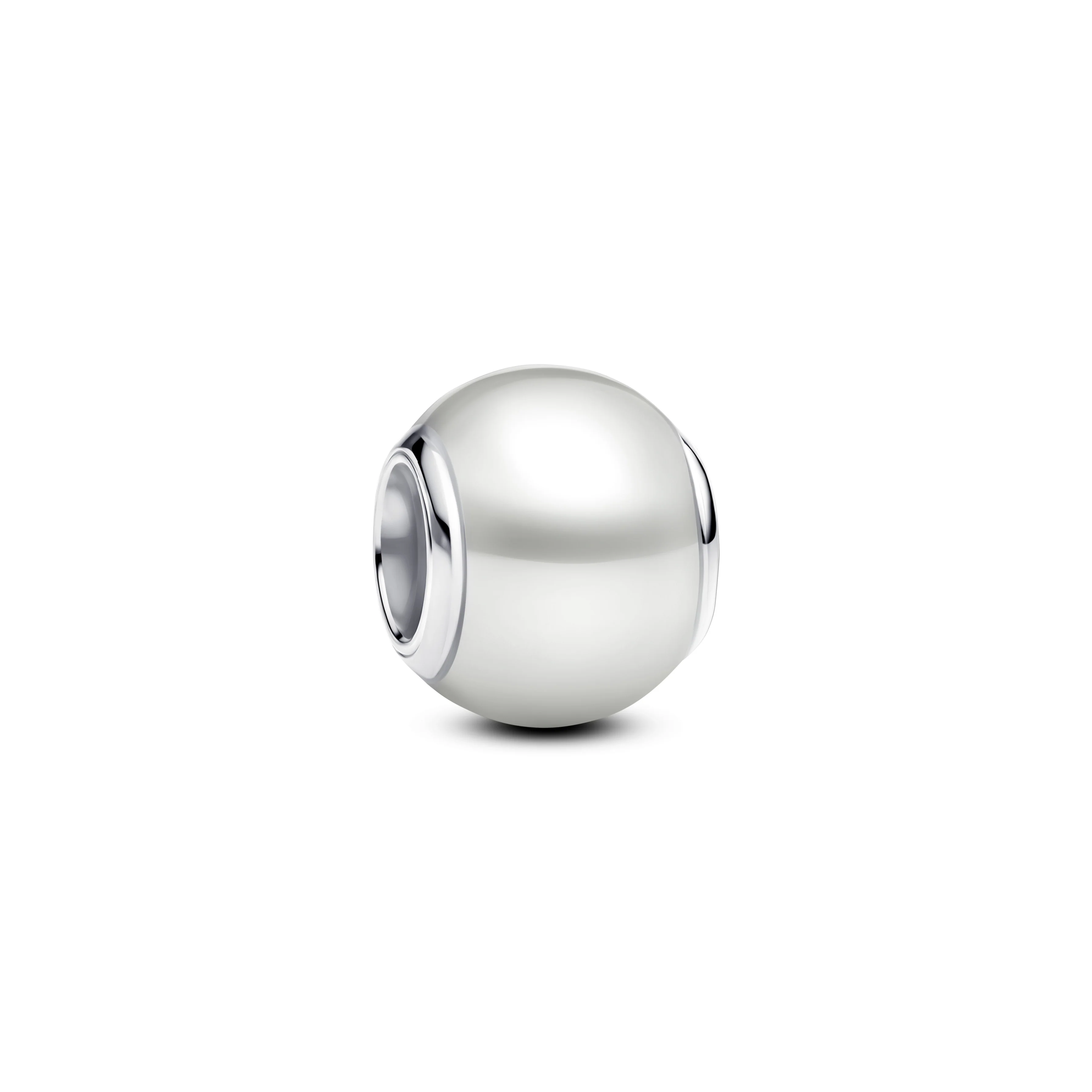 Sterling Silver Charm With White Lacquered Artificial Pearl - Image 3