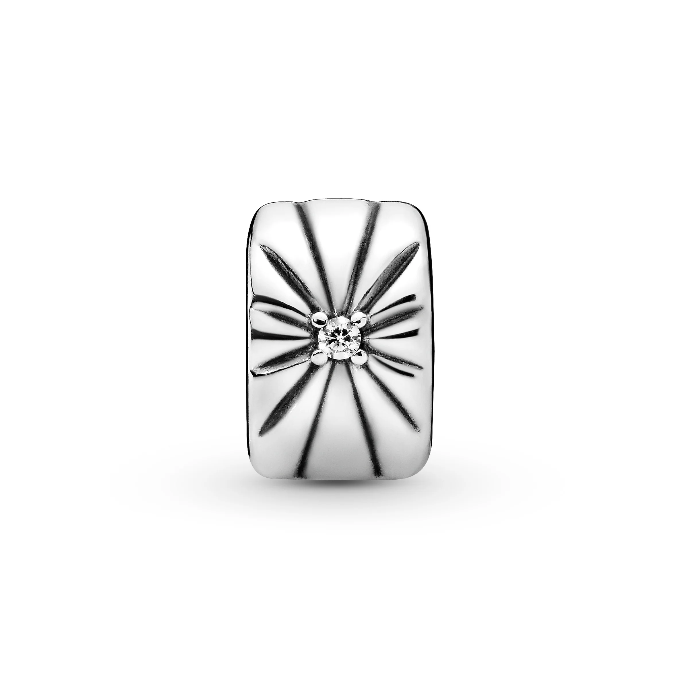 Sterling Silver Clip With Clear Cubic Zirconia