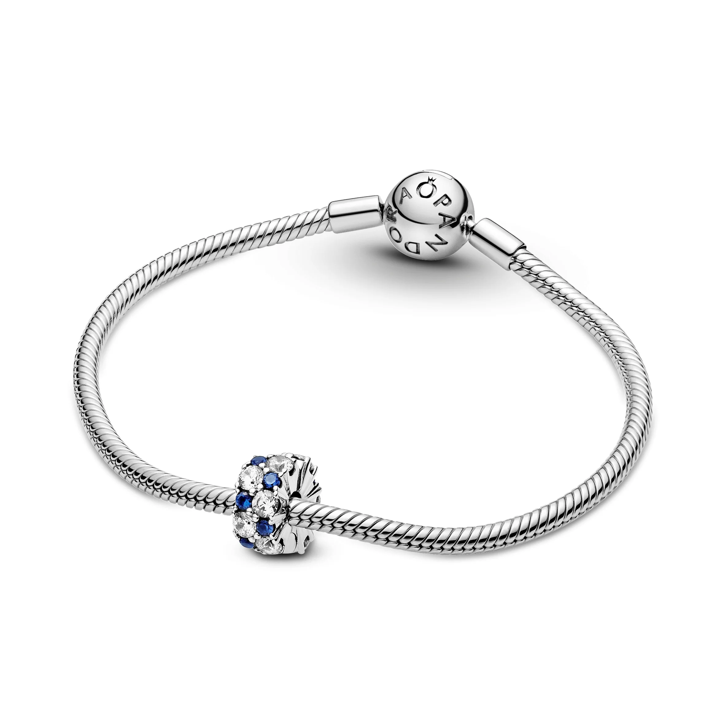 Sterling Silver Clip With Clear Cubic Zirconia And Stellar Blue Crystal And Silicone Grip - Image 5
